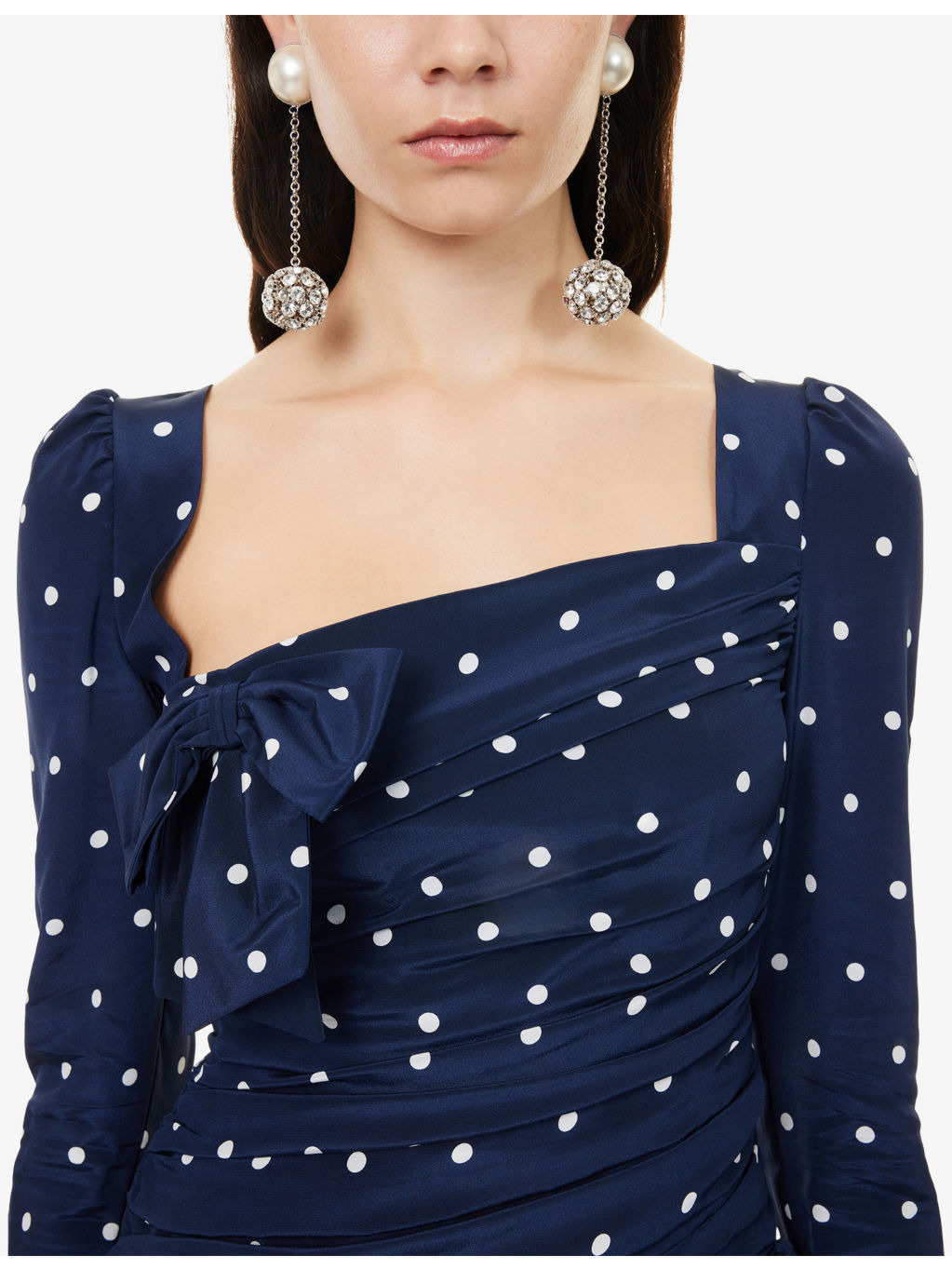 Polka-Dot Draped Woven Mini Dress - 5