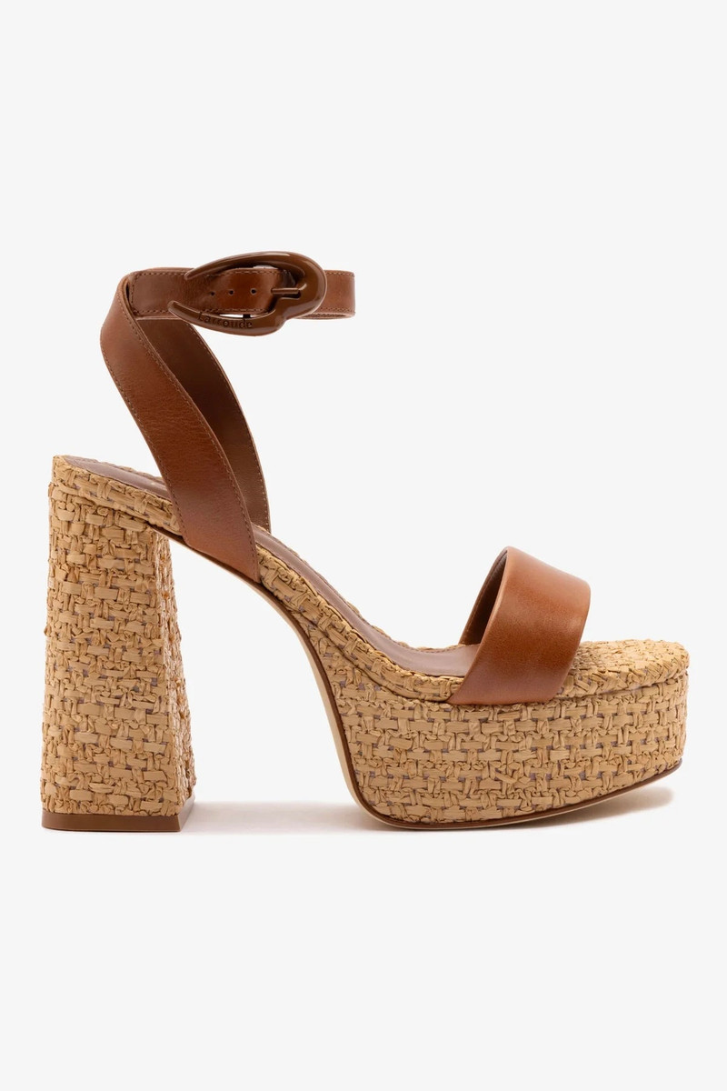 Dolly Verona Sandal In Caramel Leather and Natural Raffia 1