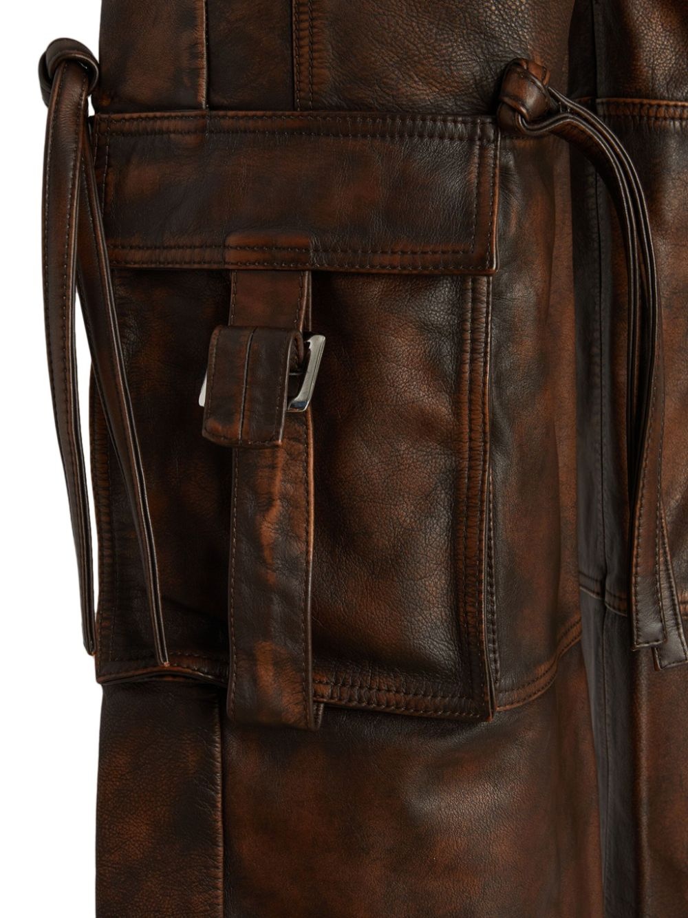 leather straight-leg trousers - 3
