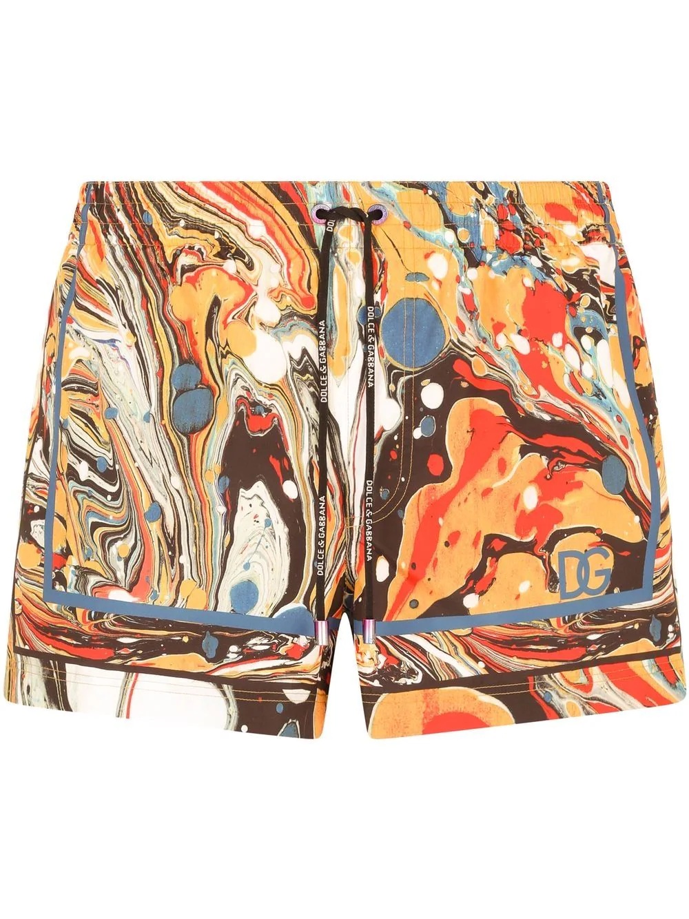 marbled drawstring swim shorts - 1