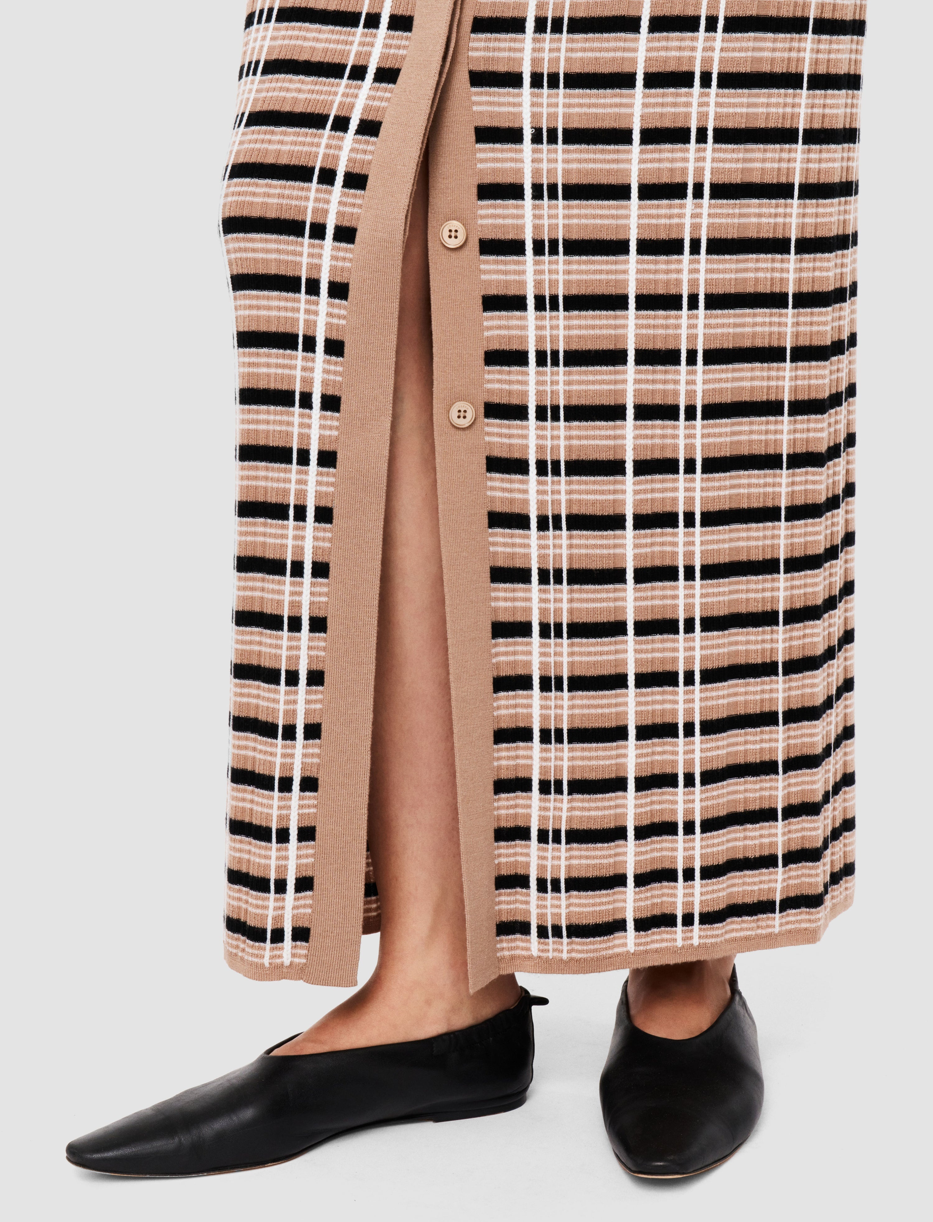 Check Wool & Silk Skirt - 6
