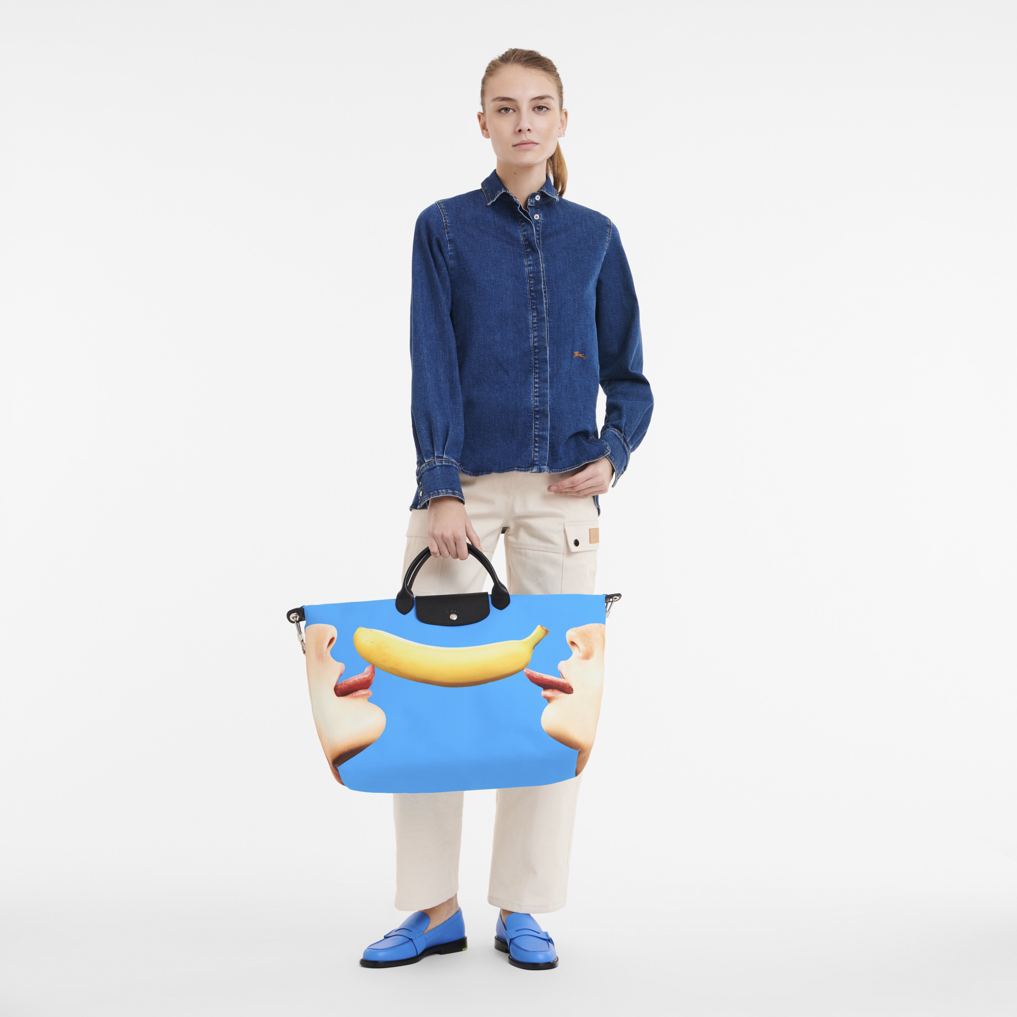 Longchamp x ToiletPaper S Travel bag Blue - Canvas - 2