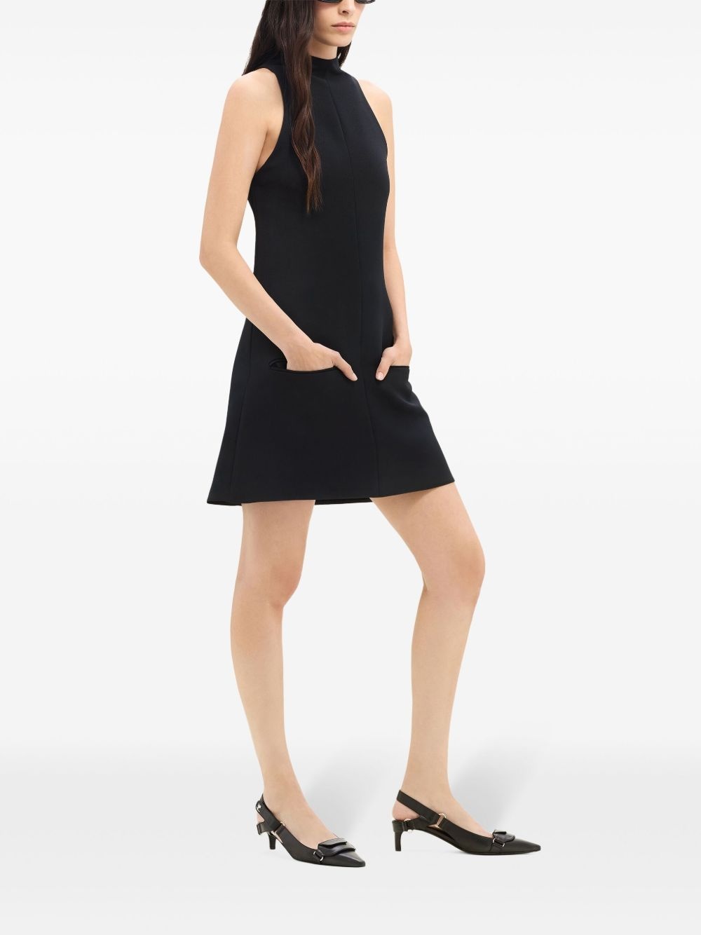 sleeveless twill A-line dress - 3