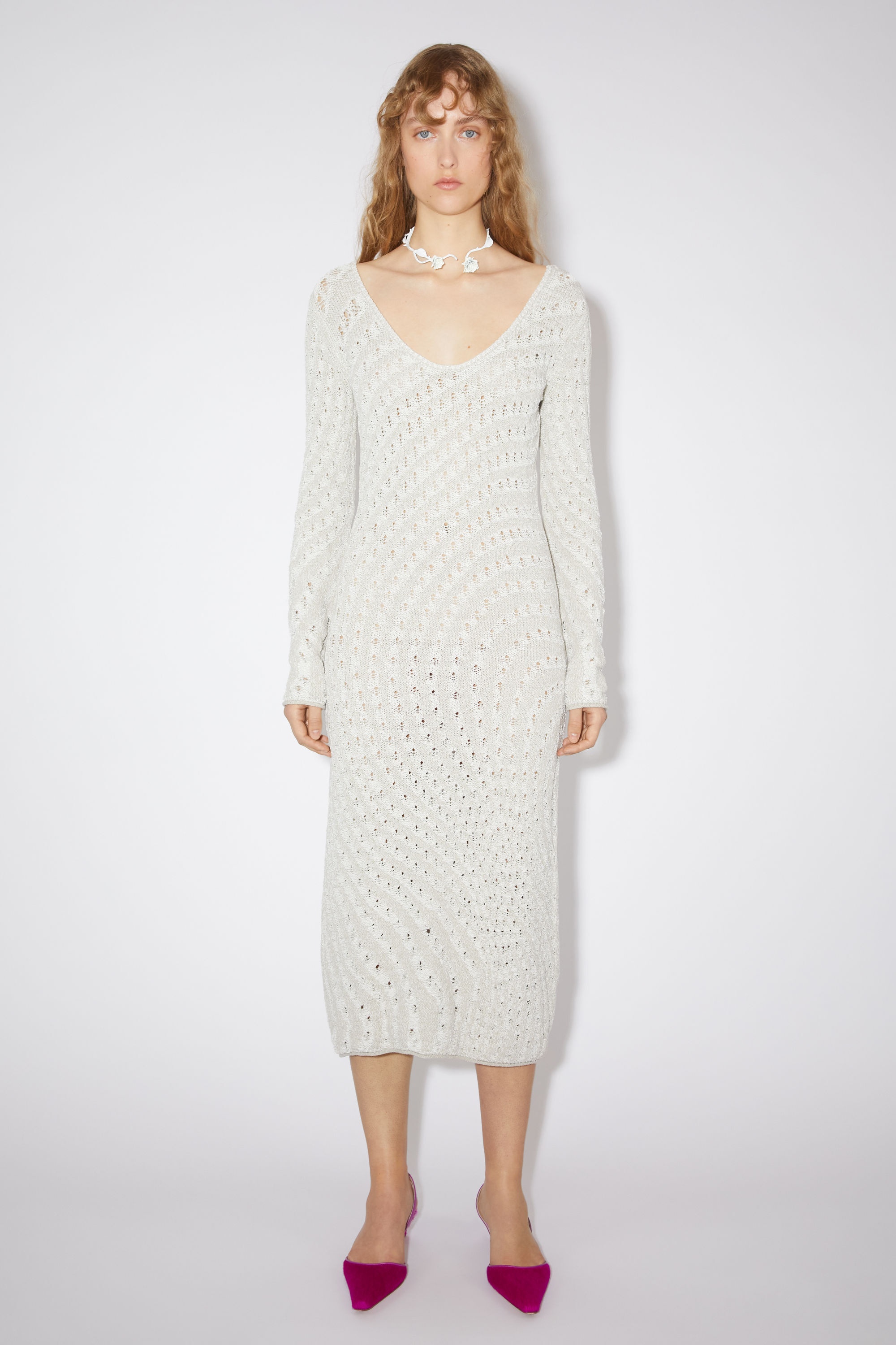 Jacquard-knit dress - Pale grey - 2