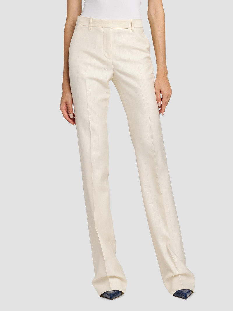 Women's Shadow Striped Wool-Silk Straight-Leg Pants - Yae Cream 3
