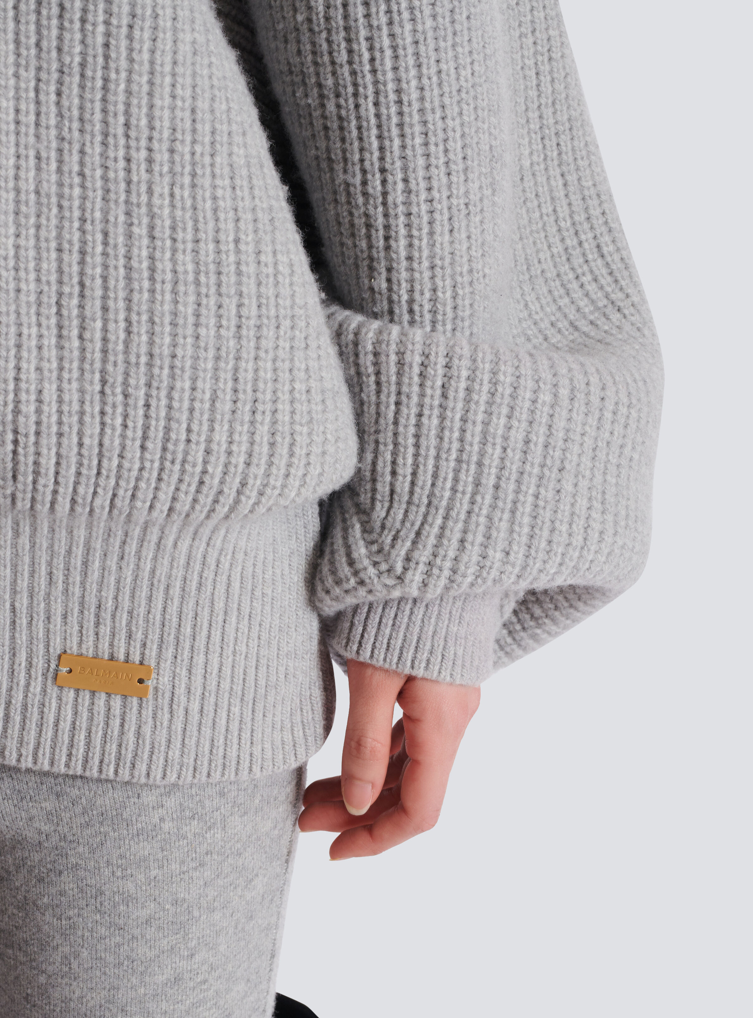 High-neck ribbed knit jumper - 8