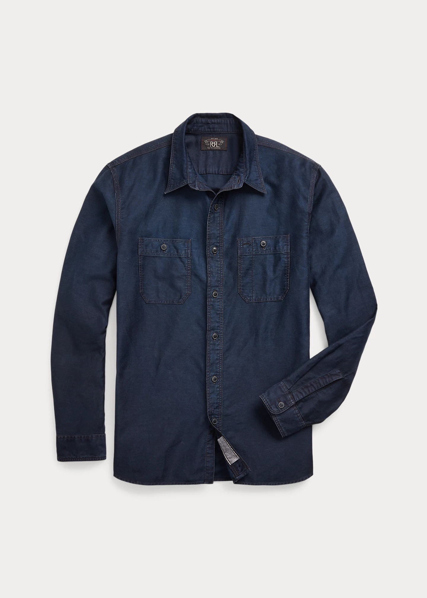 RRL by Ralph Lauren Indigo Cotton-Linen Sateen Workshirt | REVERSIBLE