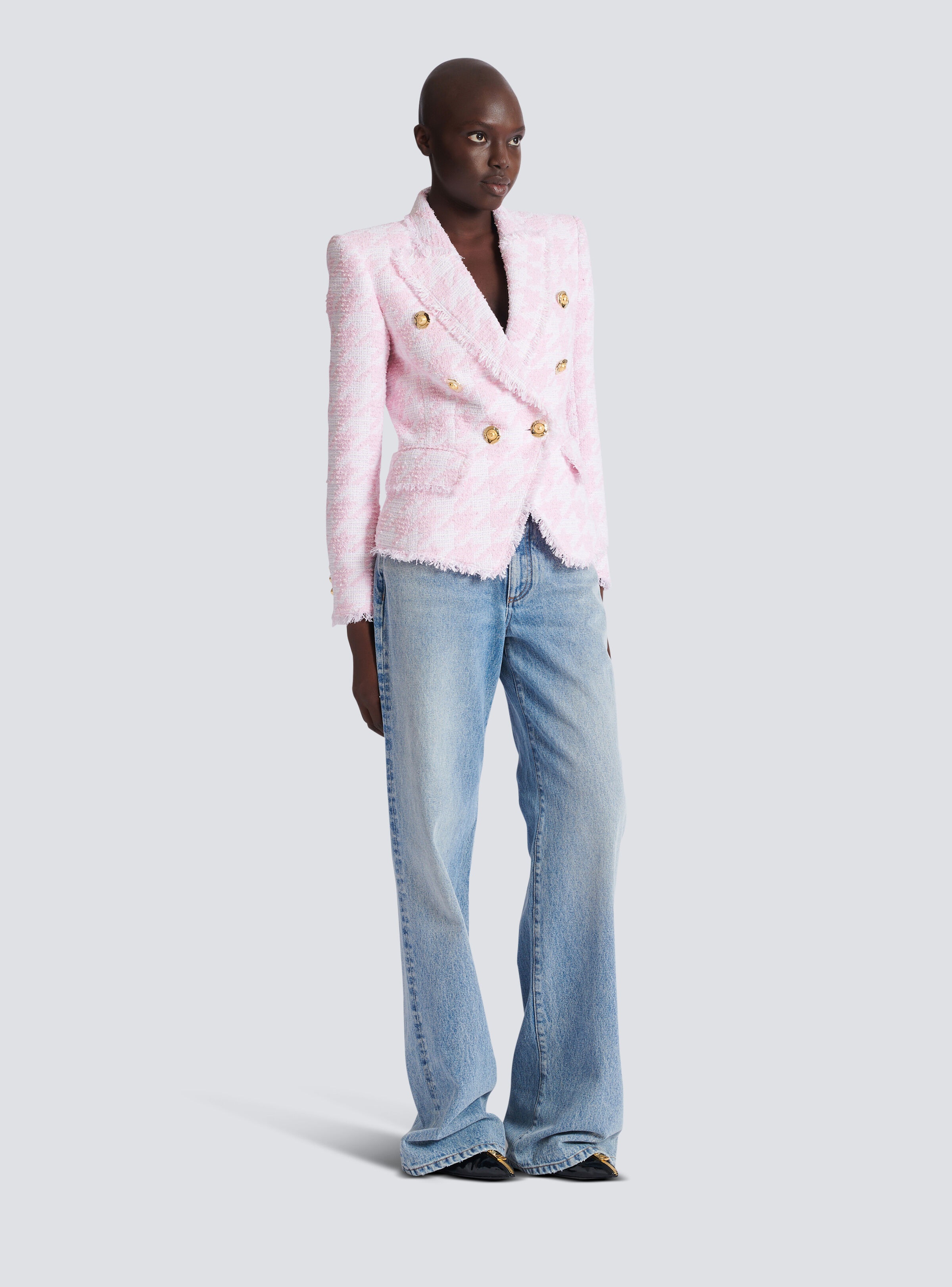 6-button houndstooth tweed fitted jacket - 3