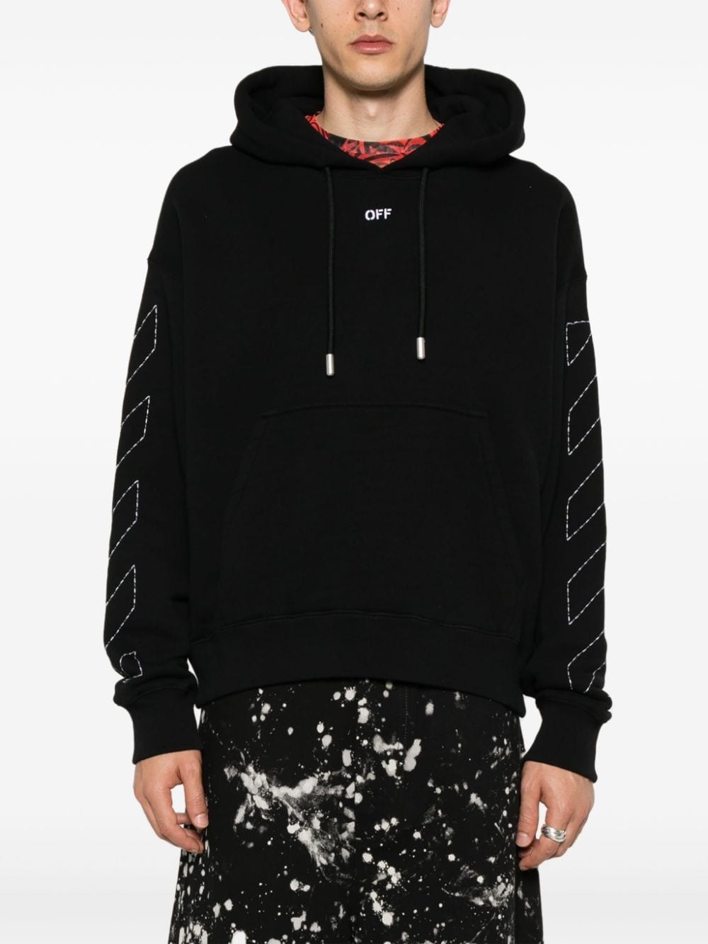 embroidered-logo cotton hoodie - 3