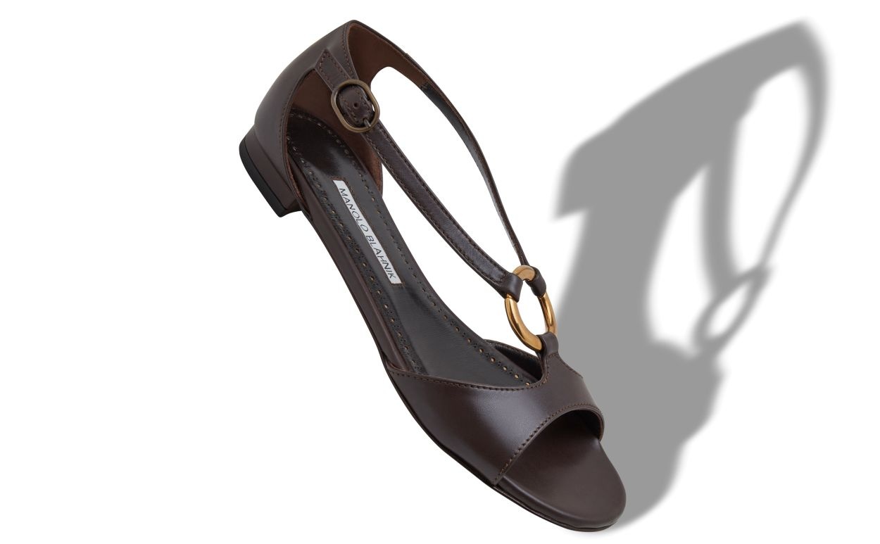 Black Calf Leather Flat Sandals - 2