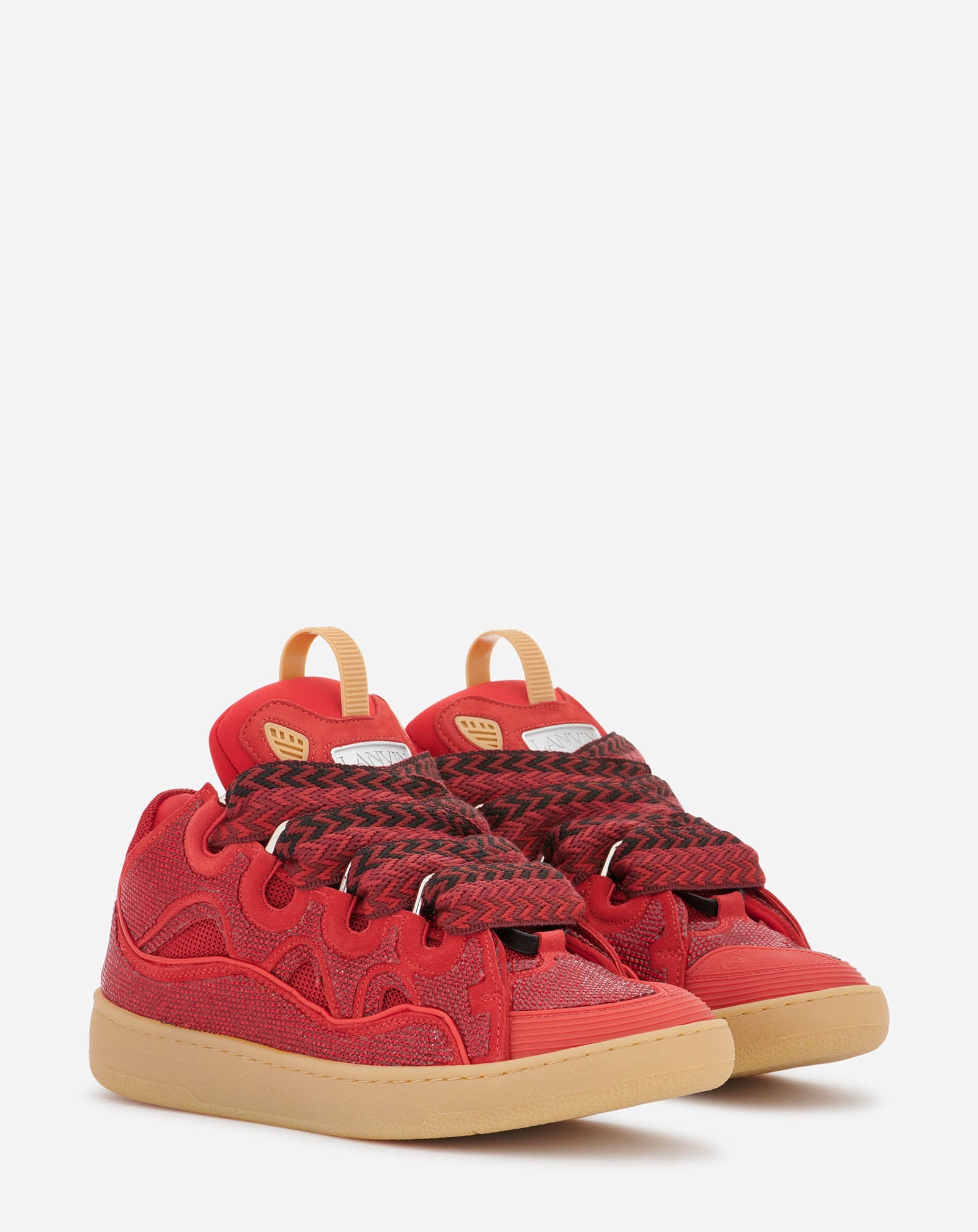 Lanvin CURB LEATHER AND RHINESTONE SNEAKERS | REVERSIBLE