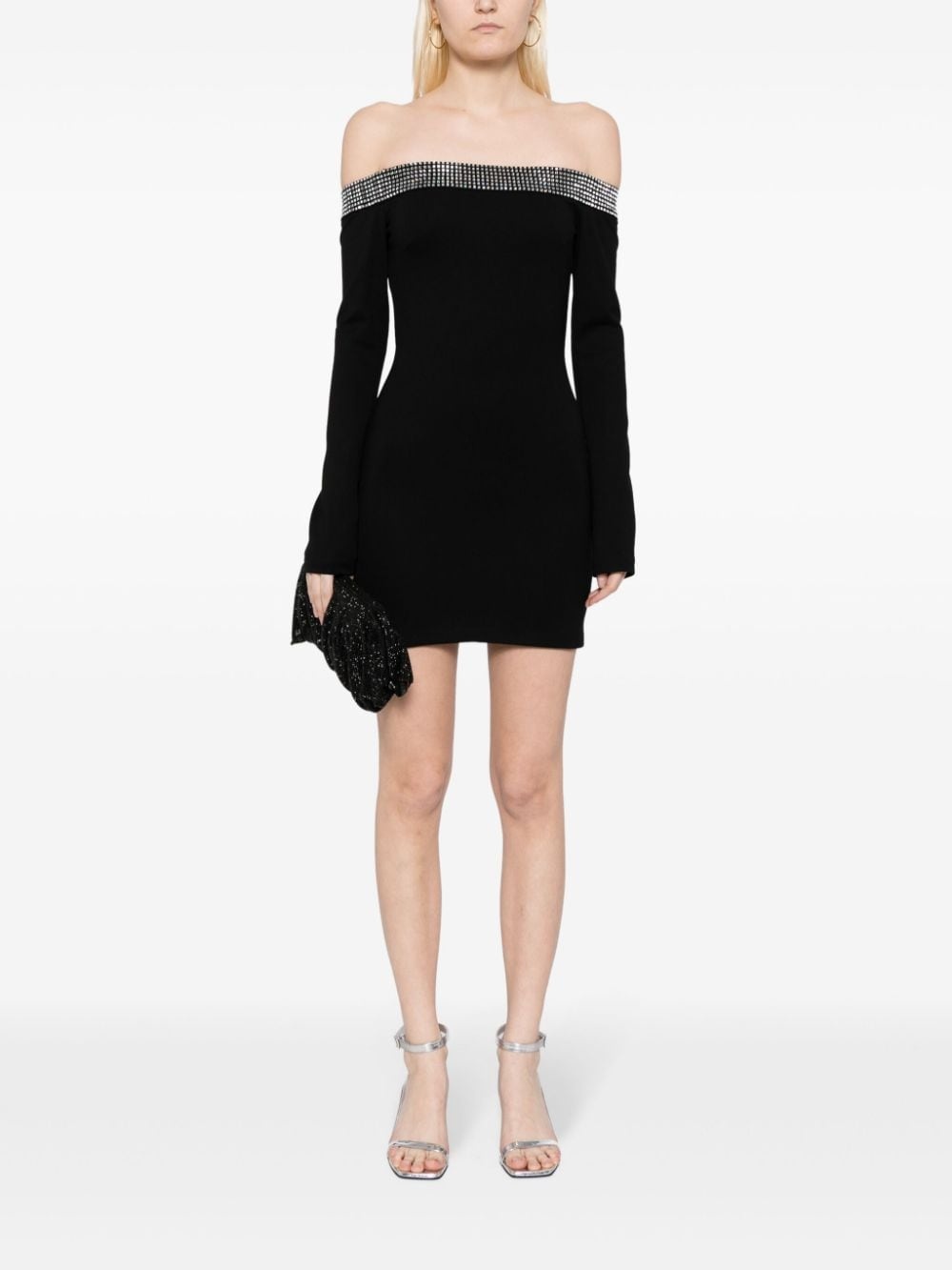 crystal-embellished off-shoulder dress - 2
