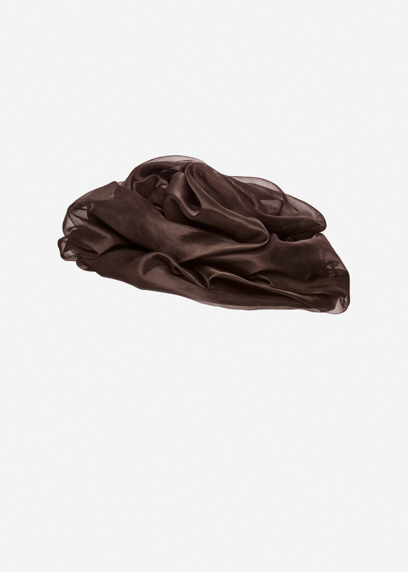 Oversized organza draped hat in brown 3