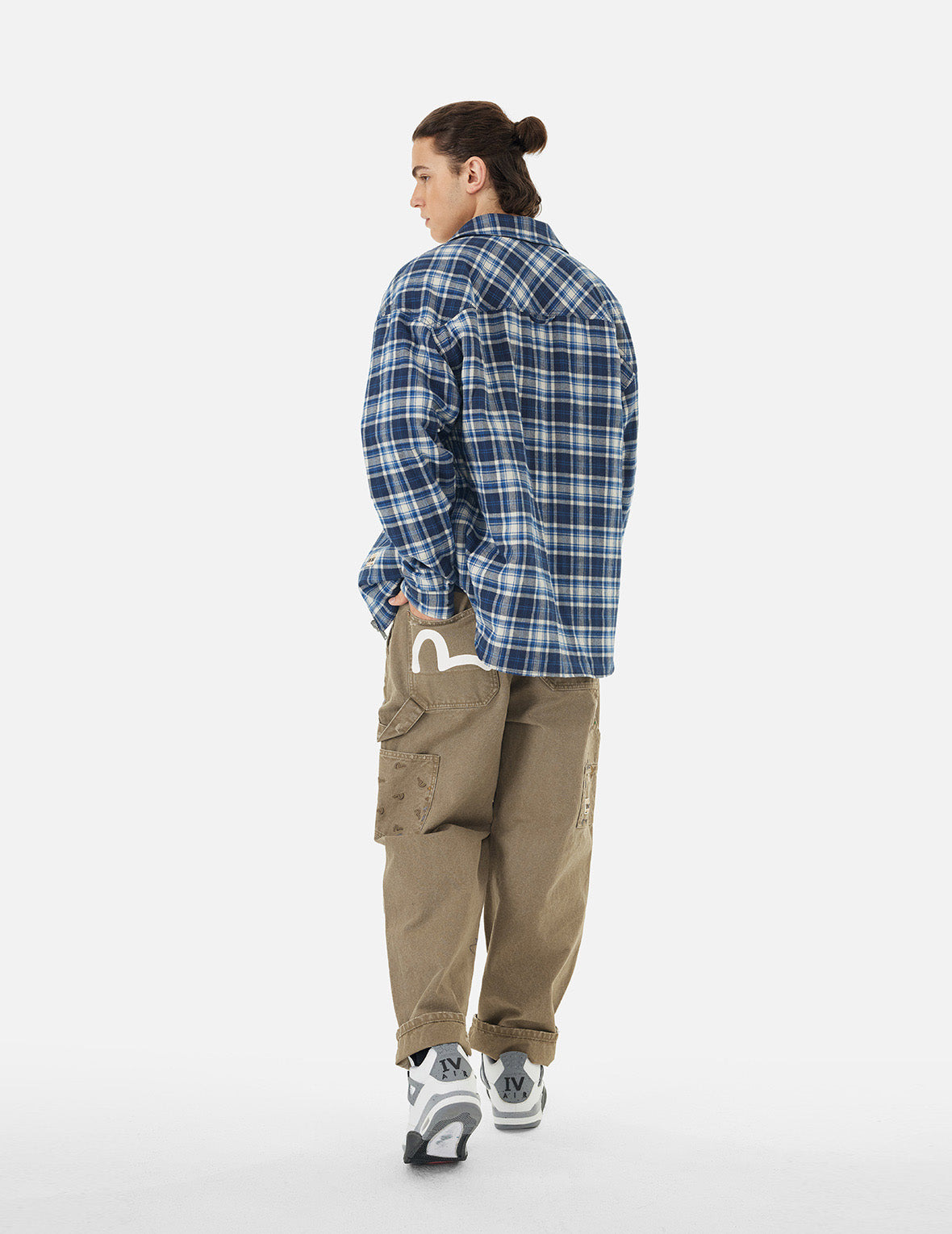 SEAGULL EMBROIDERY AND LOGO PRINT RELAX FIT WASHED PANTS - 3