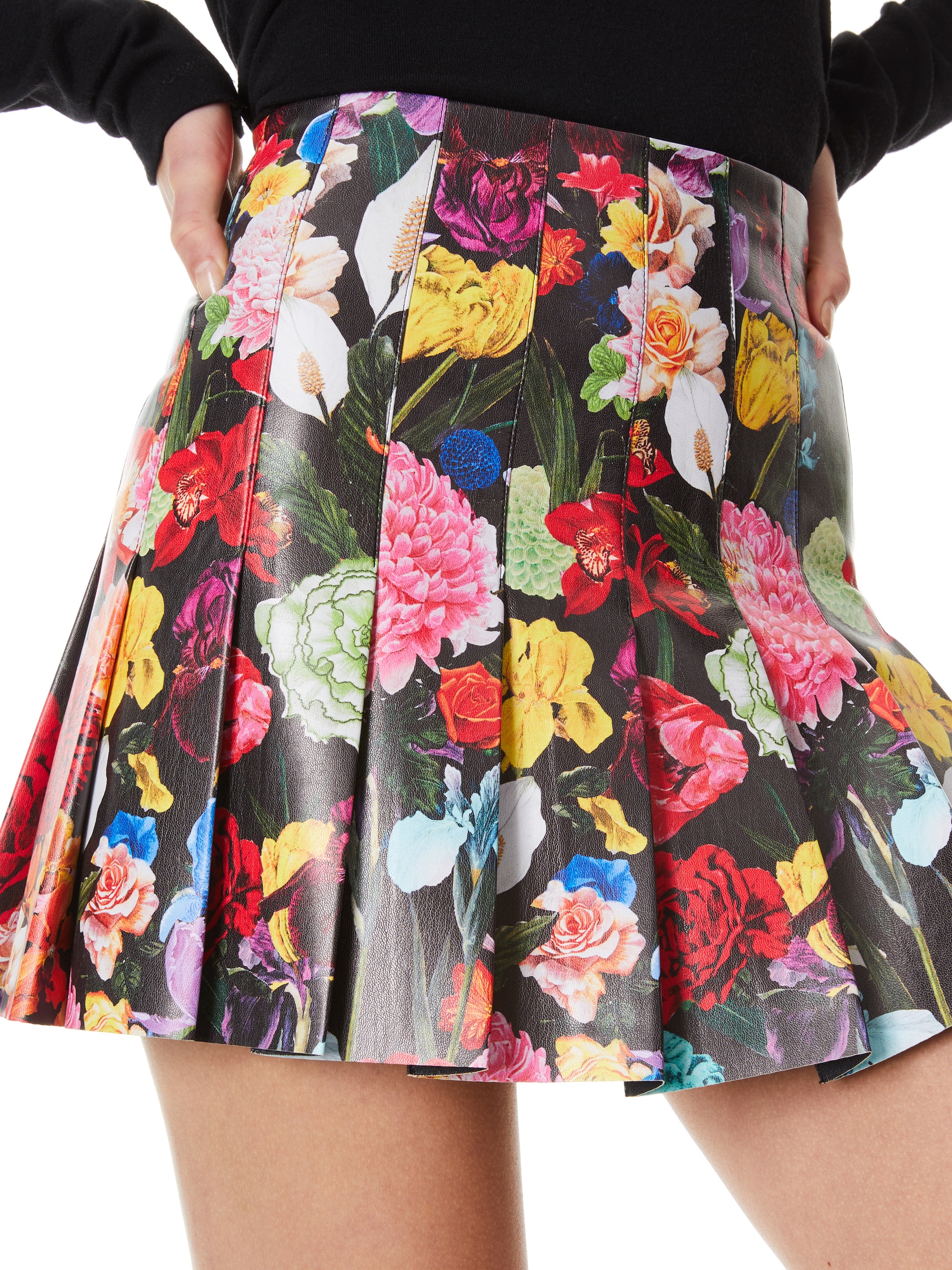 CARTER VEGAN LEATHER PLEATED MINI SKIRT - 5