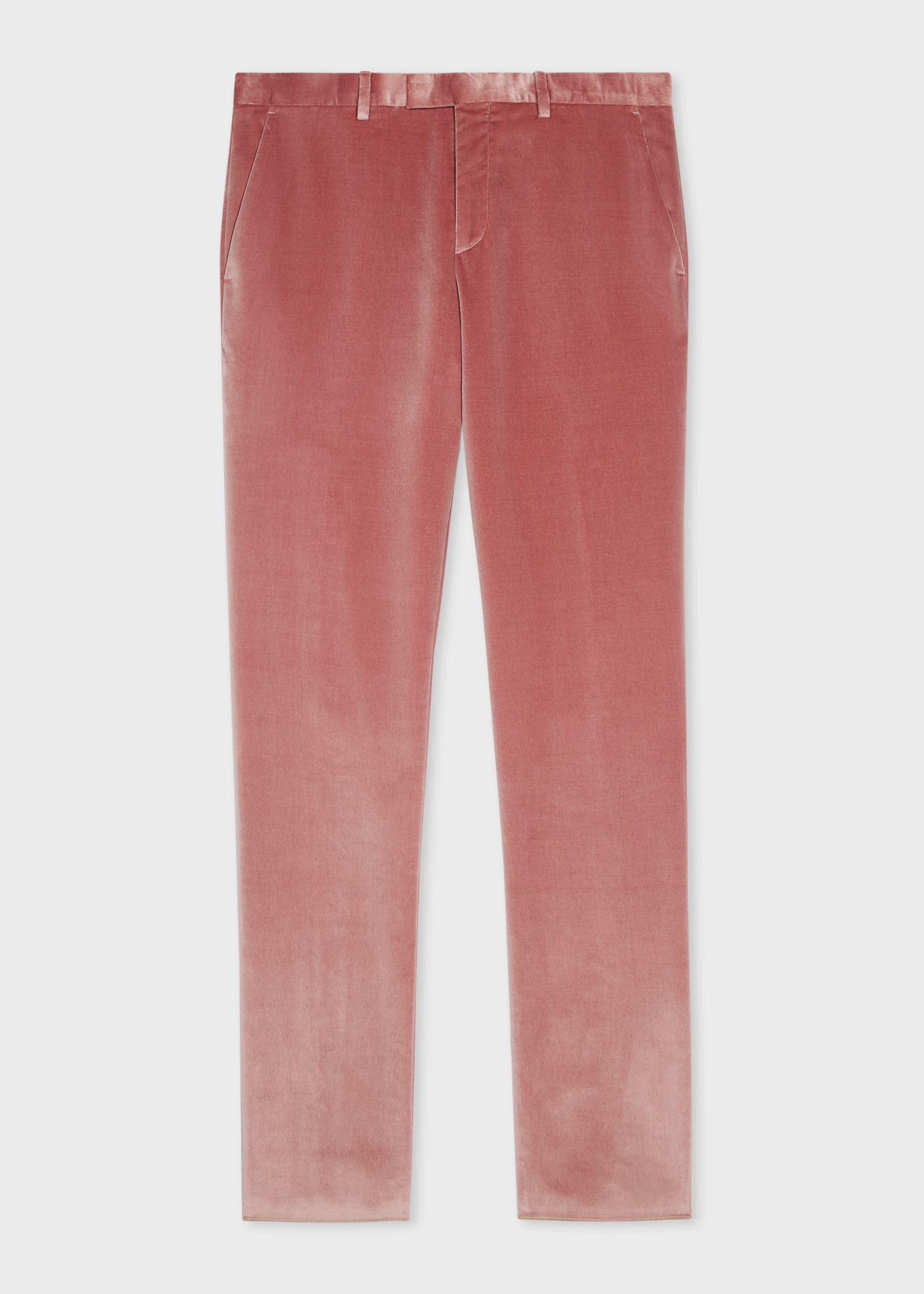 Slim-Fit Dusty Pink Velvet Trousers - 1