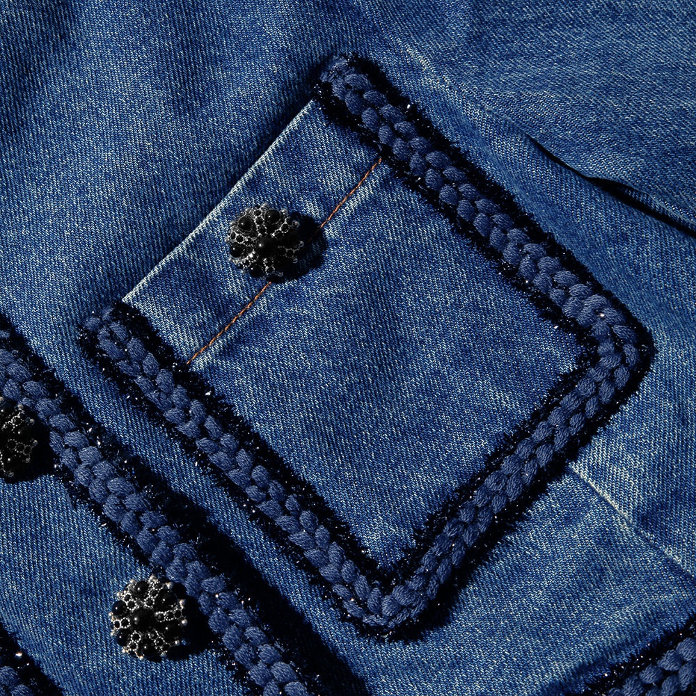 Denim Jacket With Braid Detail - 6
