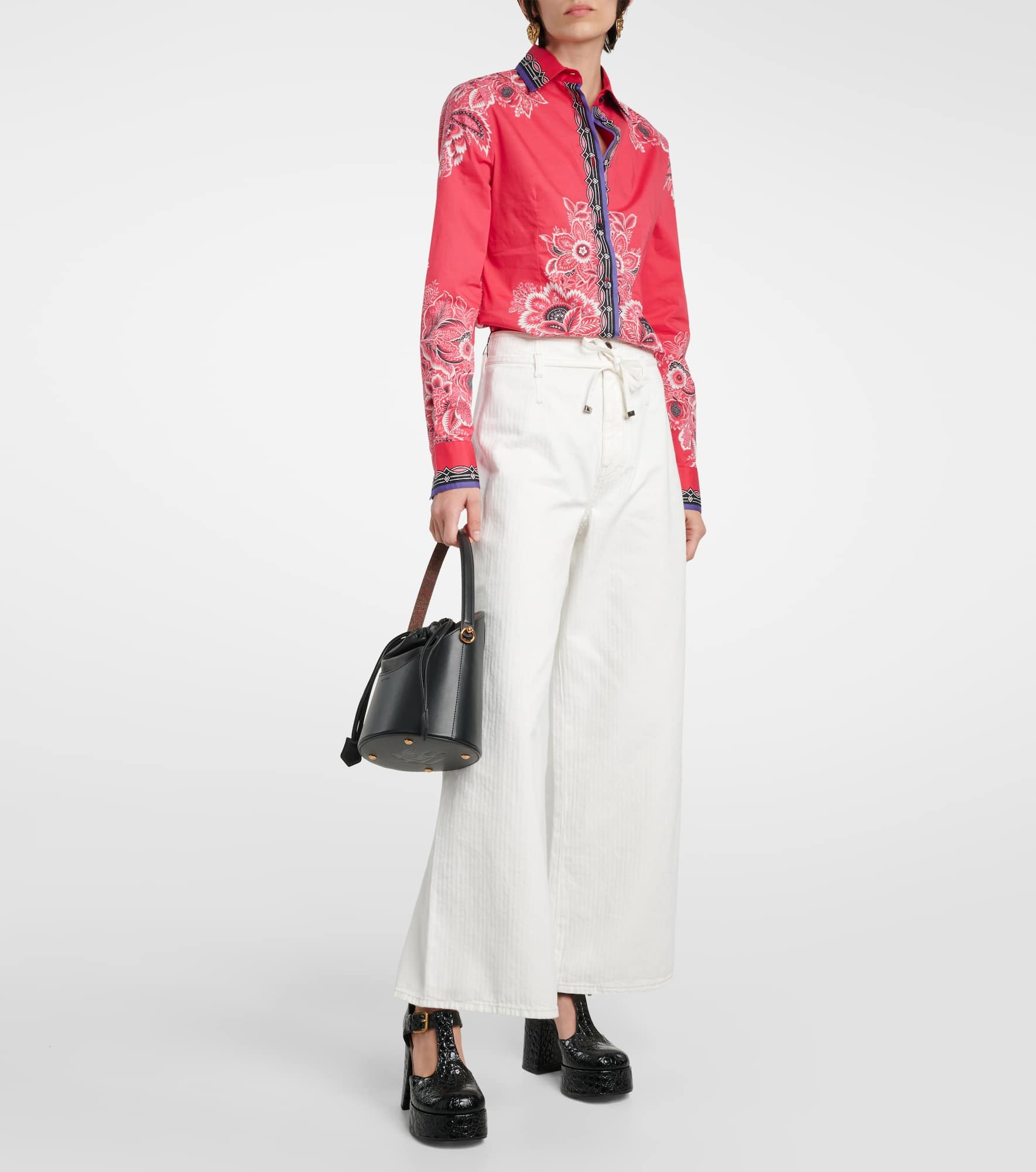 Floral cotton-blend shirt - 2