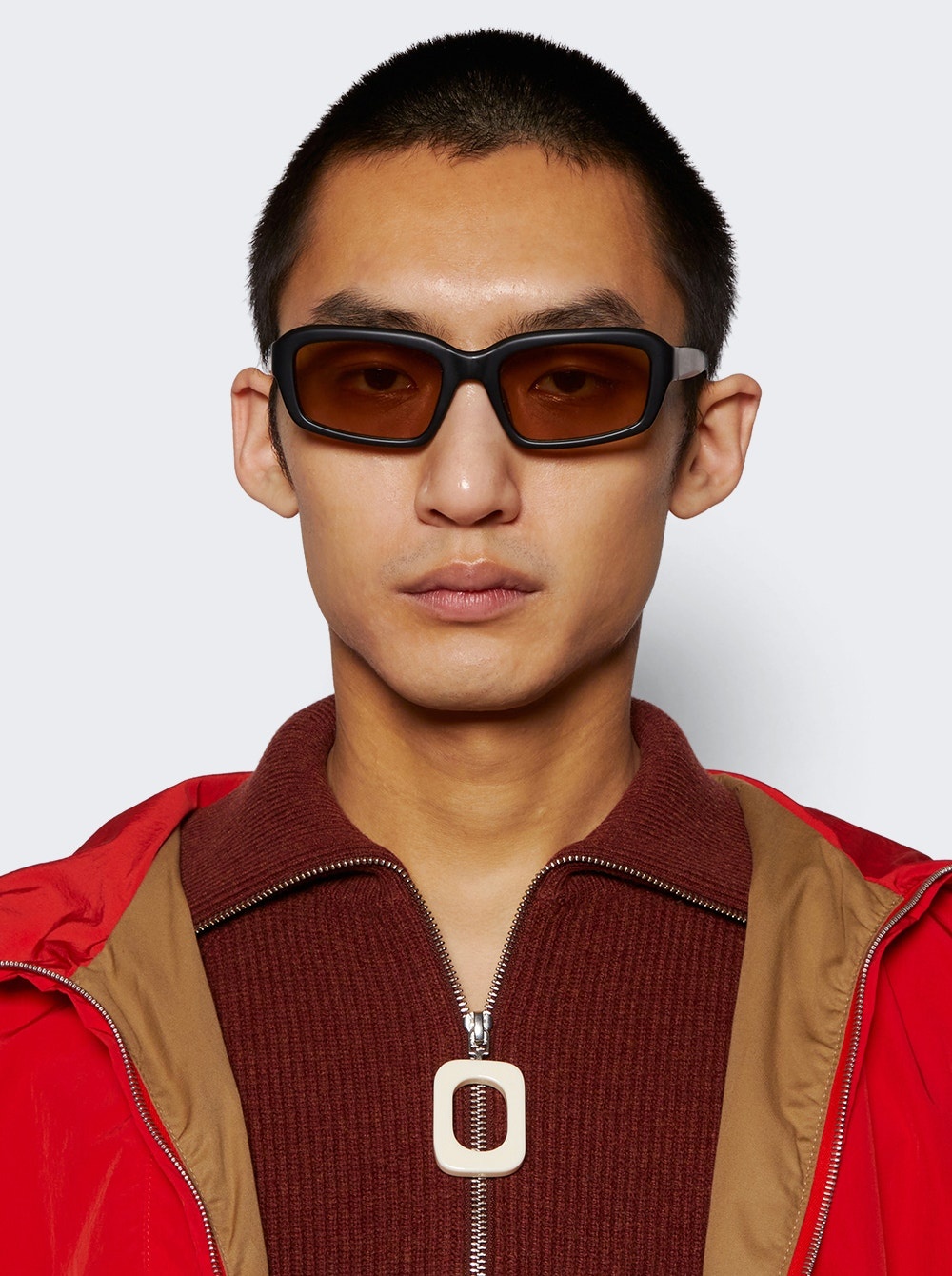 X Jacquemus Marino Angular D-frame Sunglasses Black And Amber - 2
