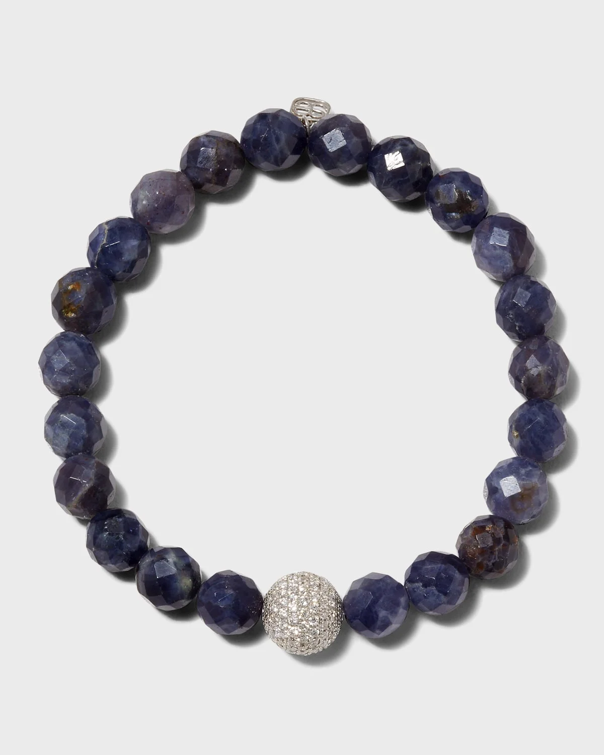 10mm Pave Ball on Iolite Faceted Rondelle Bracelet - 1