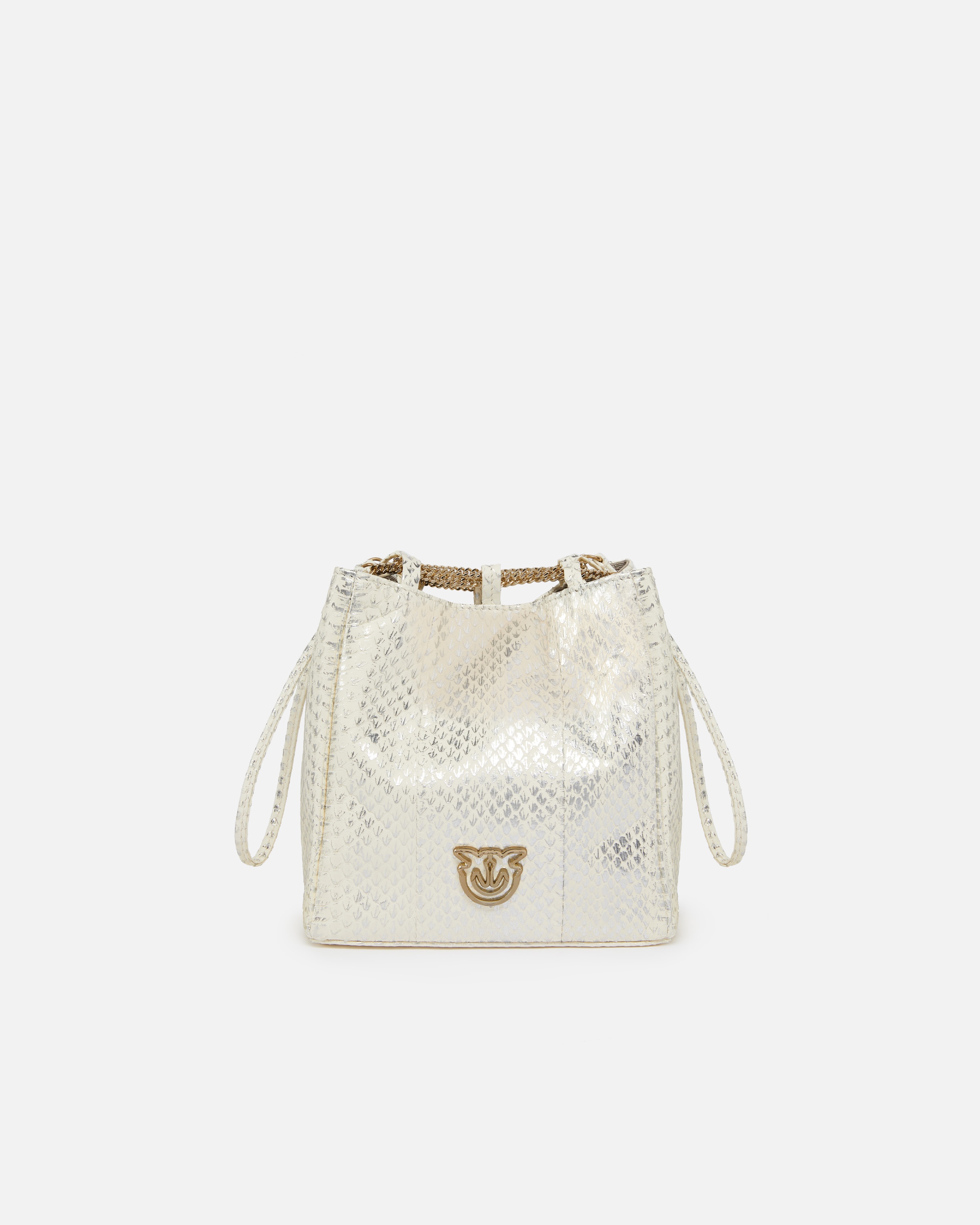 PINKO GALLERIA MINI BUCKET BAG IN LAMINATED REPTILE SKIN - 1