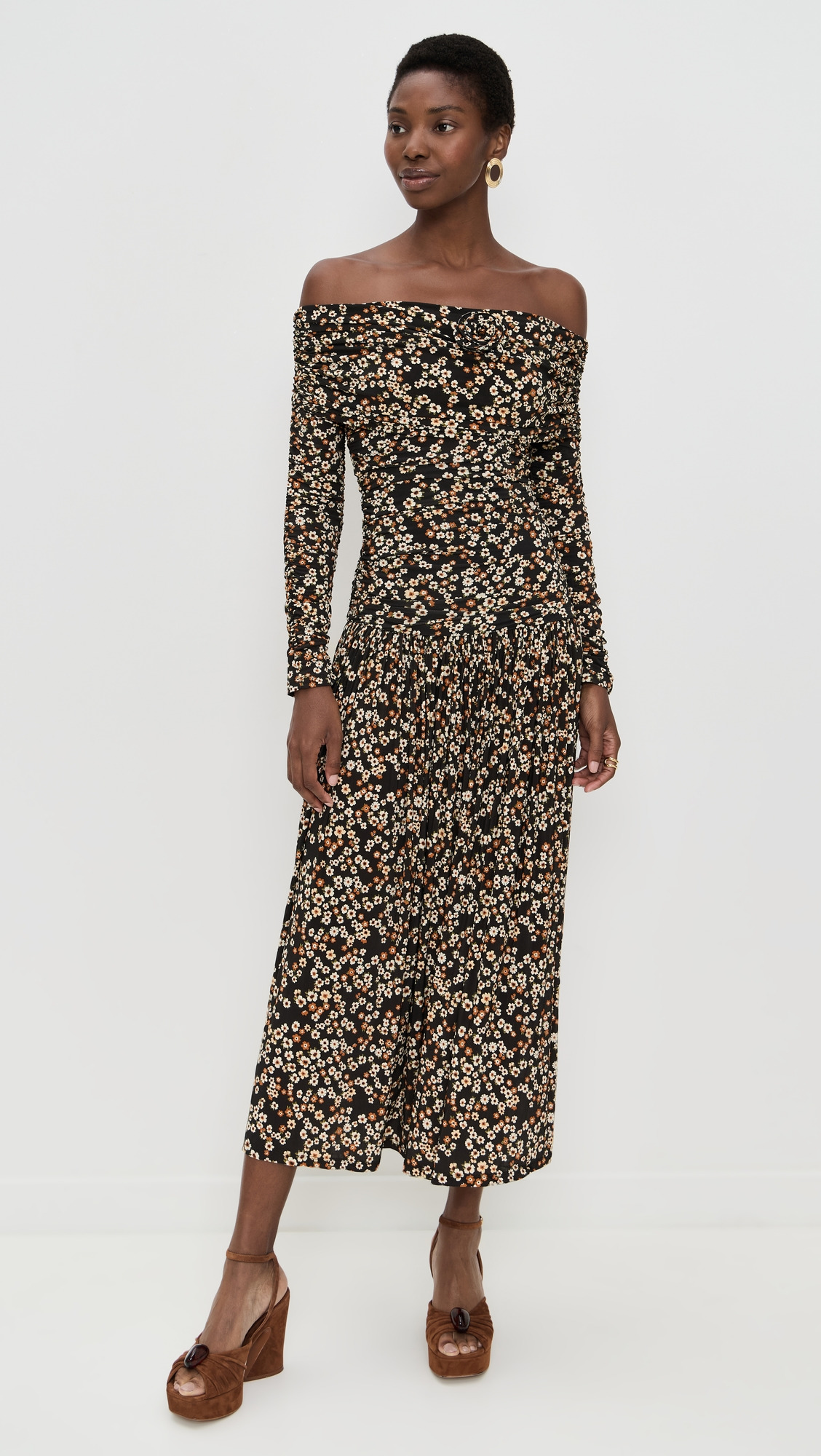 Tiny Flowers Long Sleeve Maxi Dress - 7