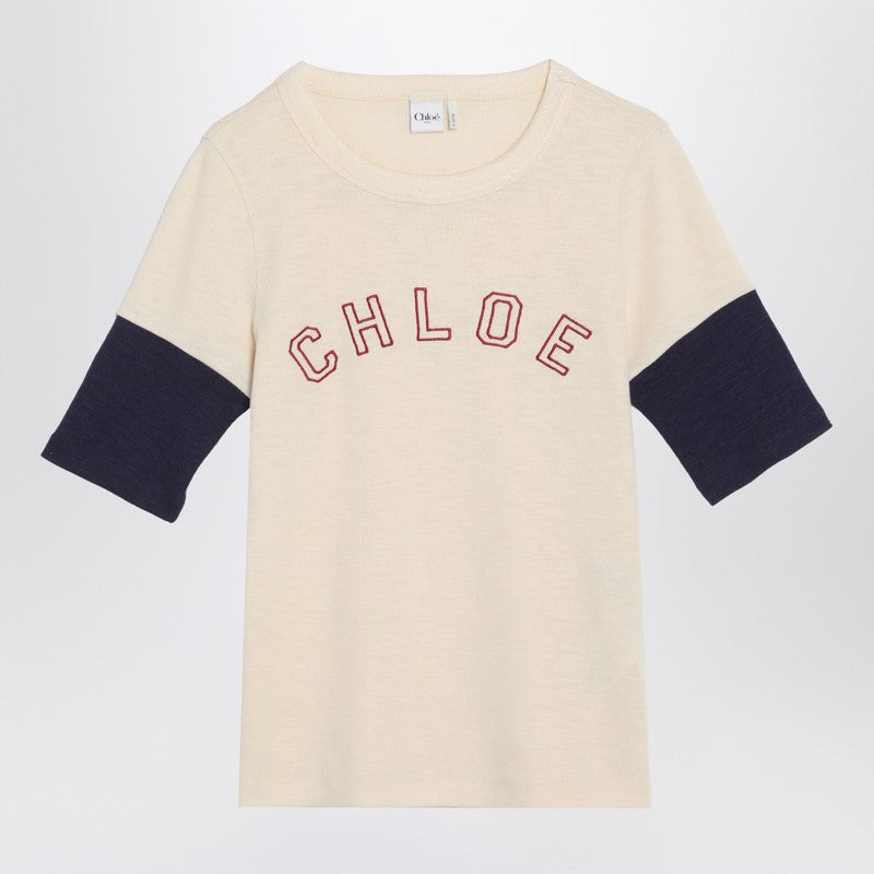 Chloé Wool And Cotton T-Shirt With Logo Women - 1