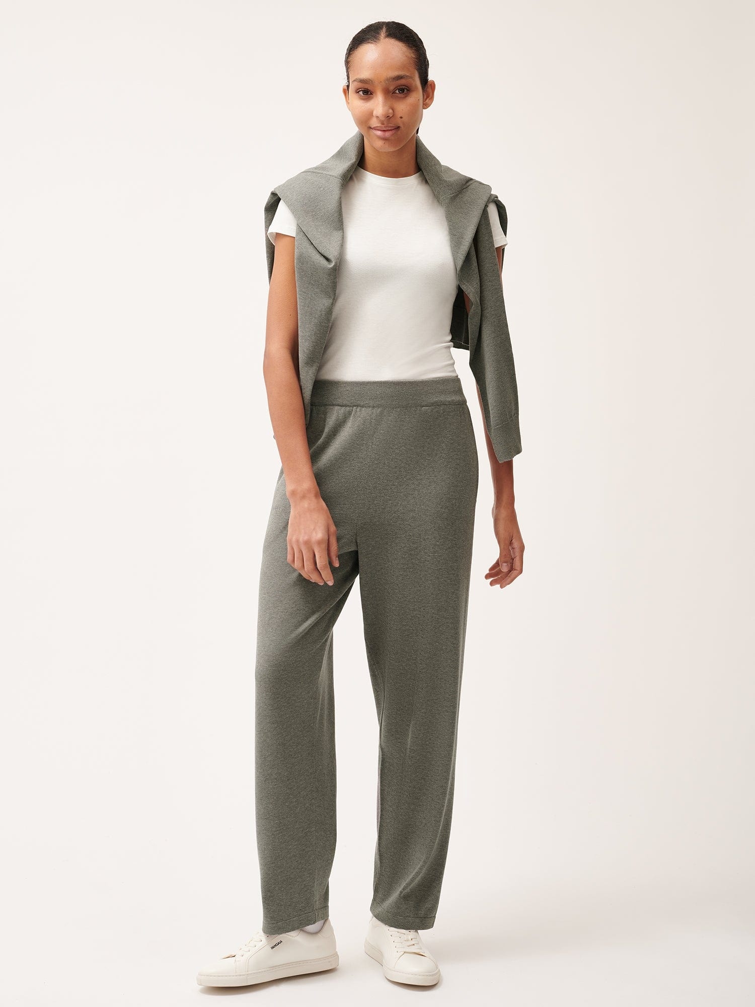 Womens DNA Knitted Straight Leg Track Pants - Grey Marl - 2