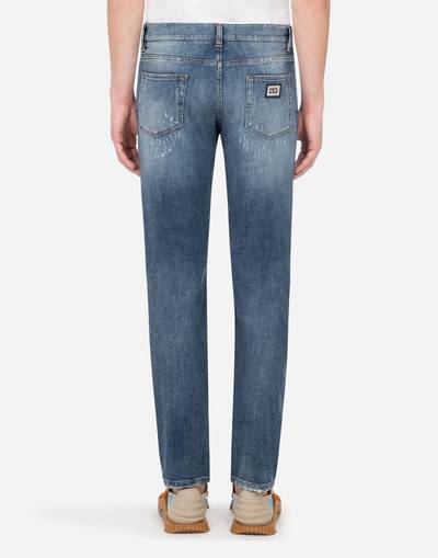 Dolce & Gabbana Light blue slim-fit stretch jeans with rips outlook