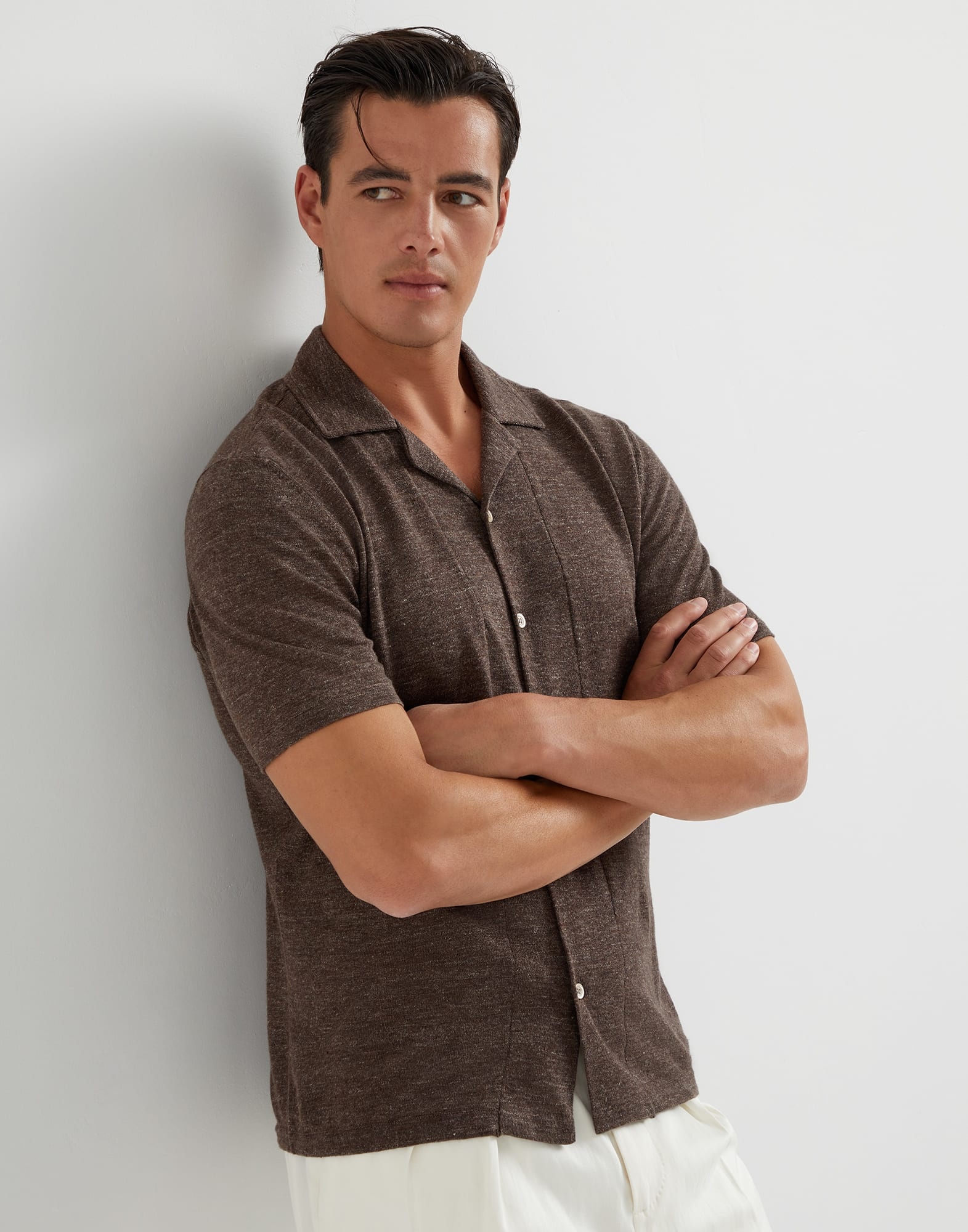 Linen and cotton short sleeve knit shirt - 4