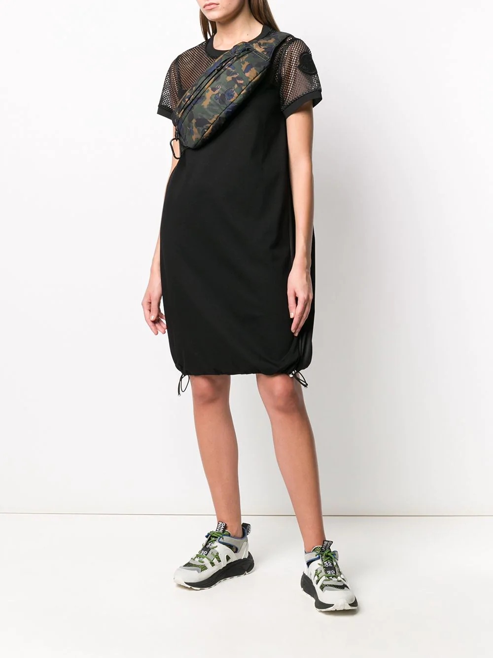 mesh panel T-shirt dress - 2