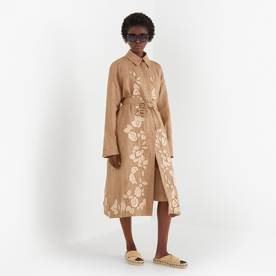 Beige linen trench coat - 4