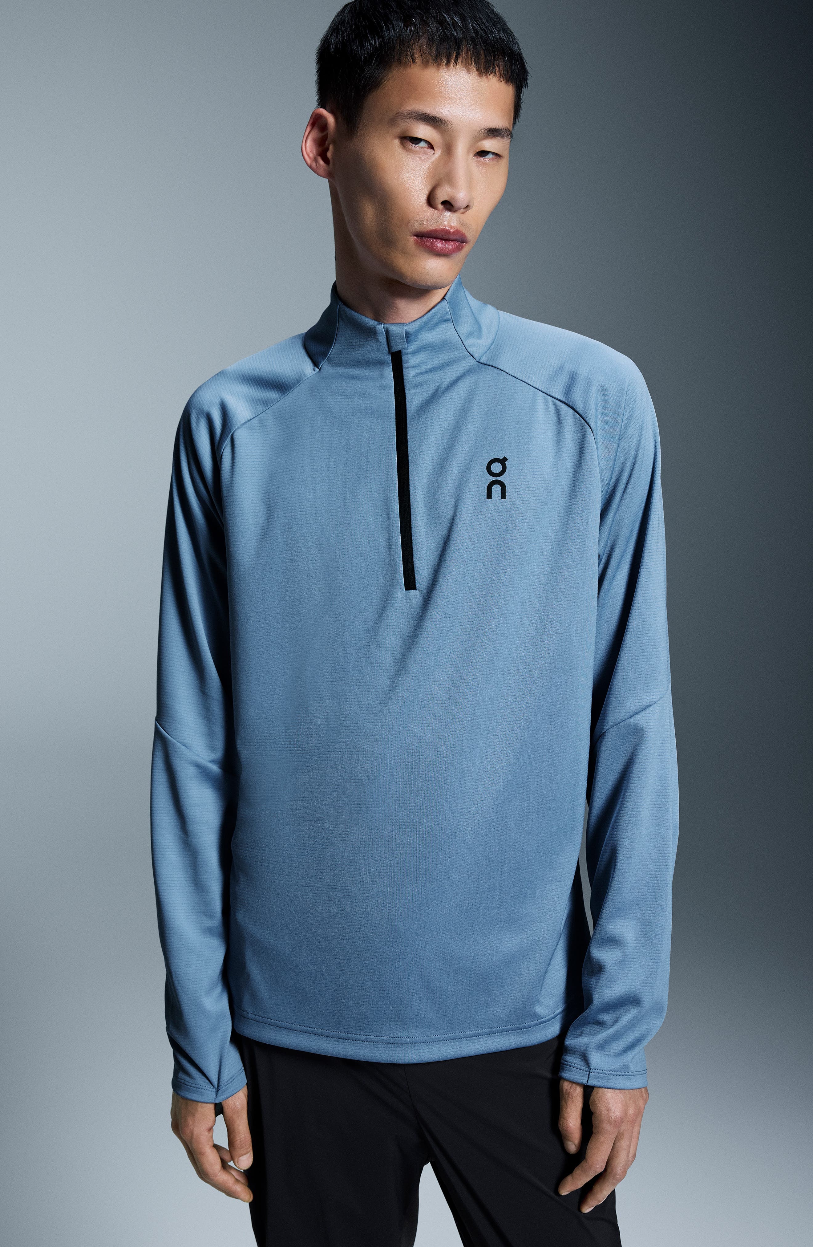 On Climate Knit Quarter Zip Running Top in Chambray at Nordstrom - 5