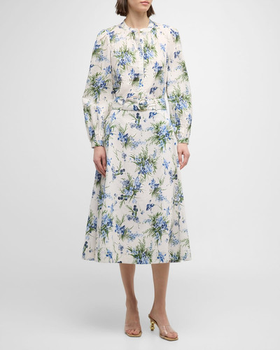 VERONICA BEARD Arwen Floral Belted Midi Skirt outlook