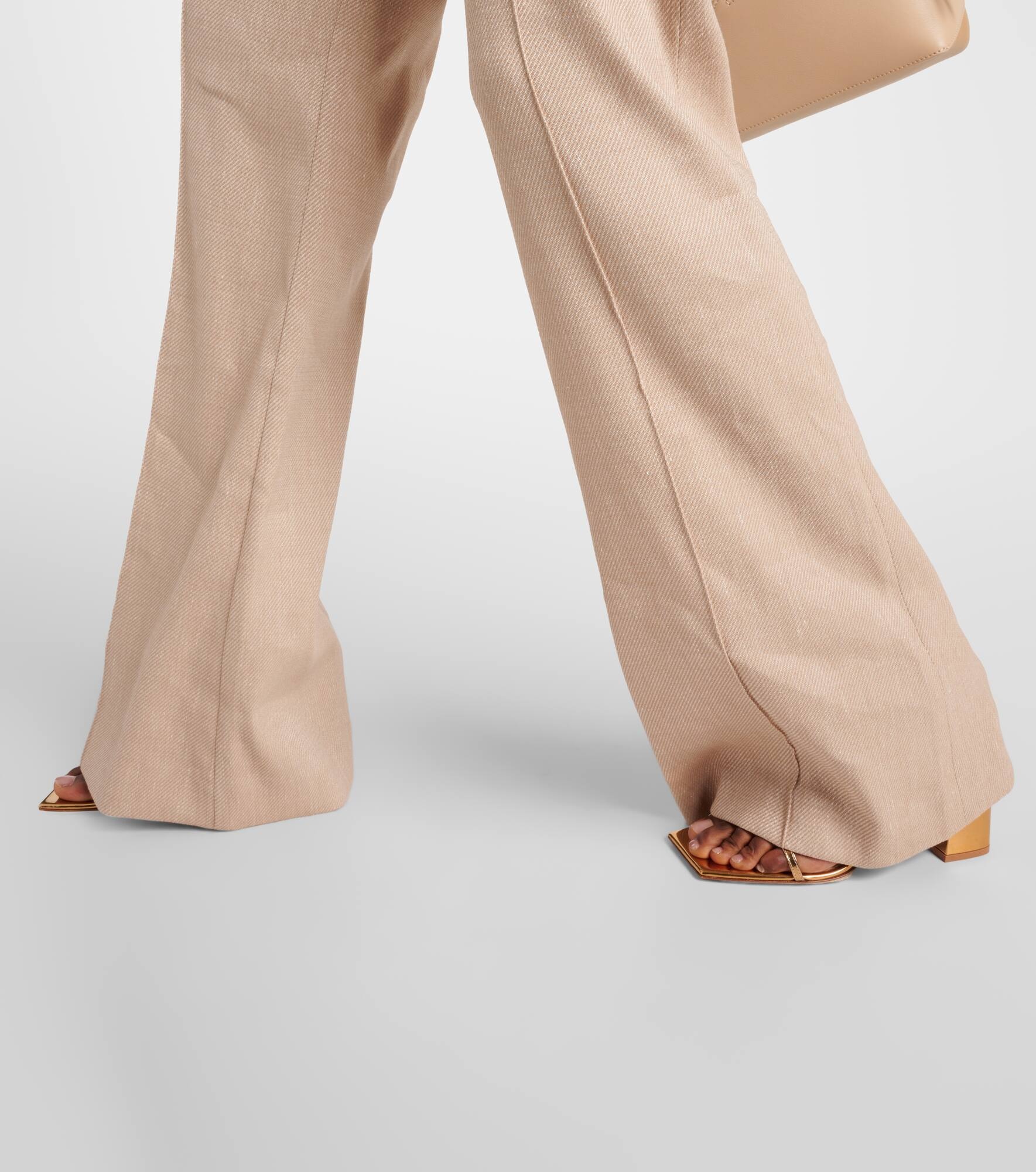 Komi linen-blend twill flared pants - 5