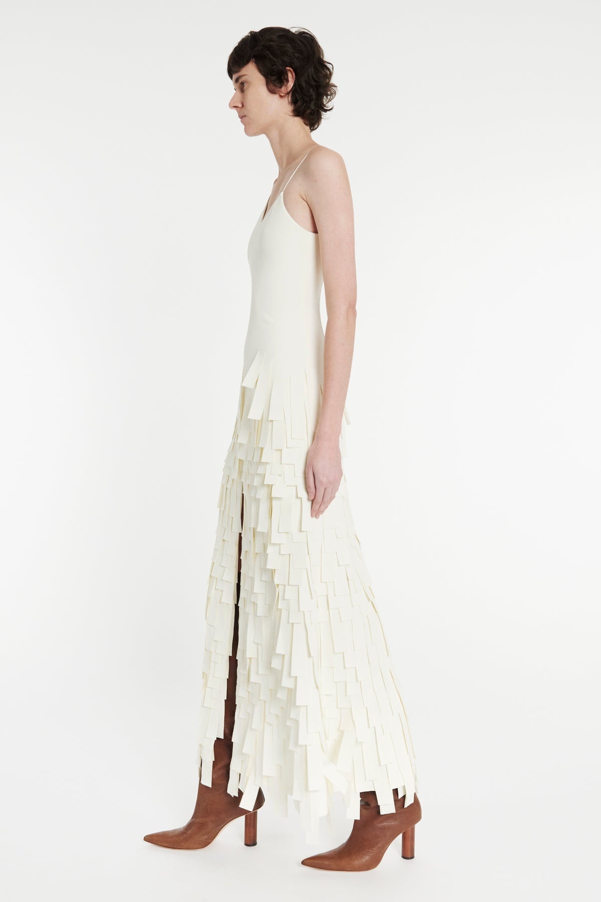 MULTI RECTANGLE MAXI DRESS WITH FRONT AND BACK SLITS IVORY - 6
