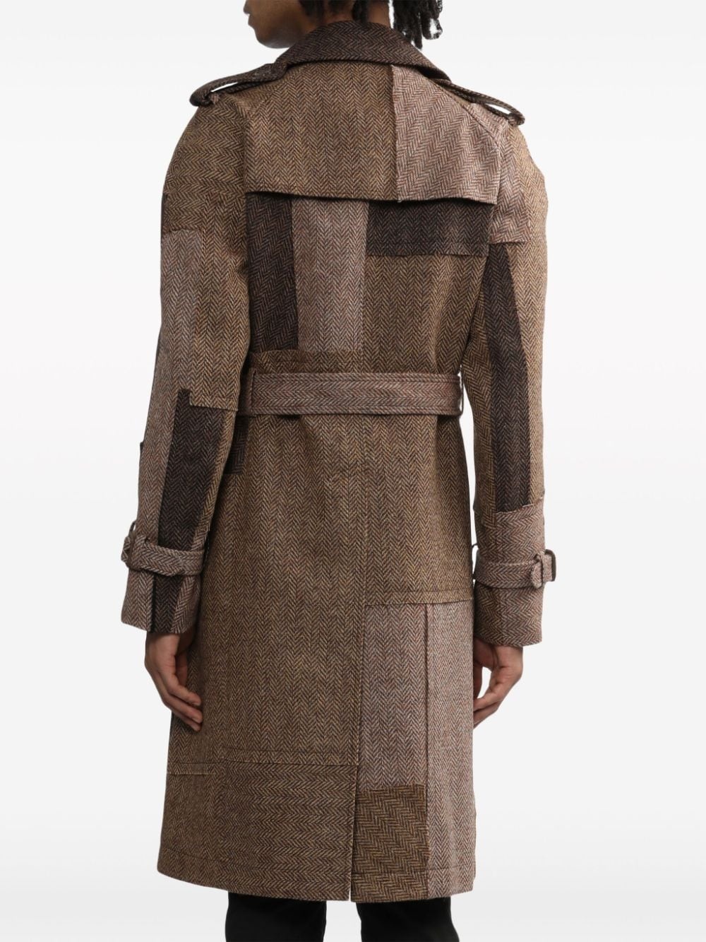 patchwork wool coat - 4
