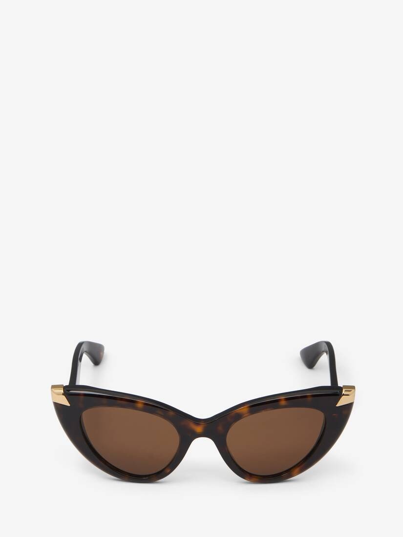 Women's Punk Rivet Cat-eye Sunglasses in Havana - 1
