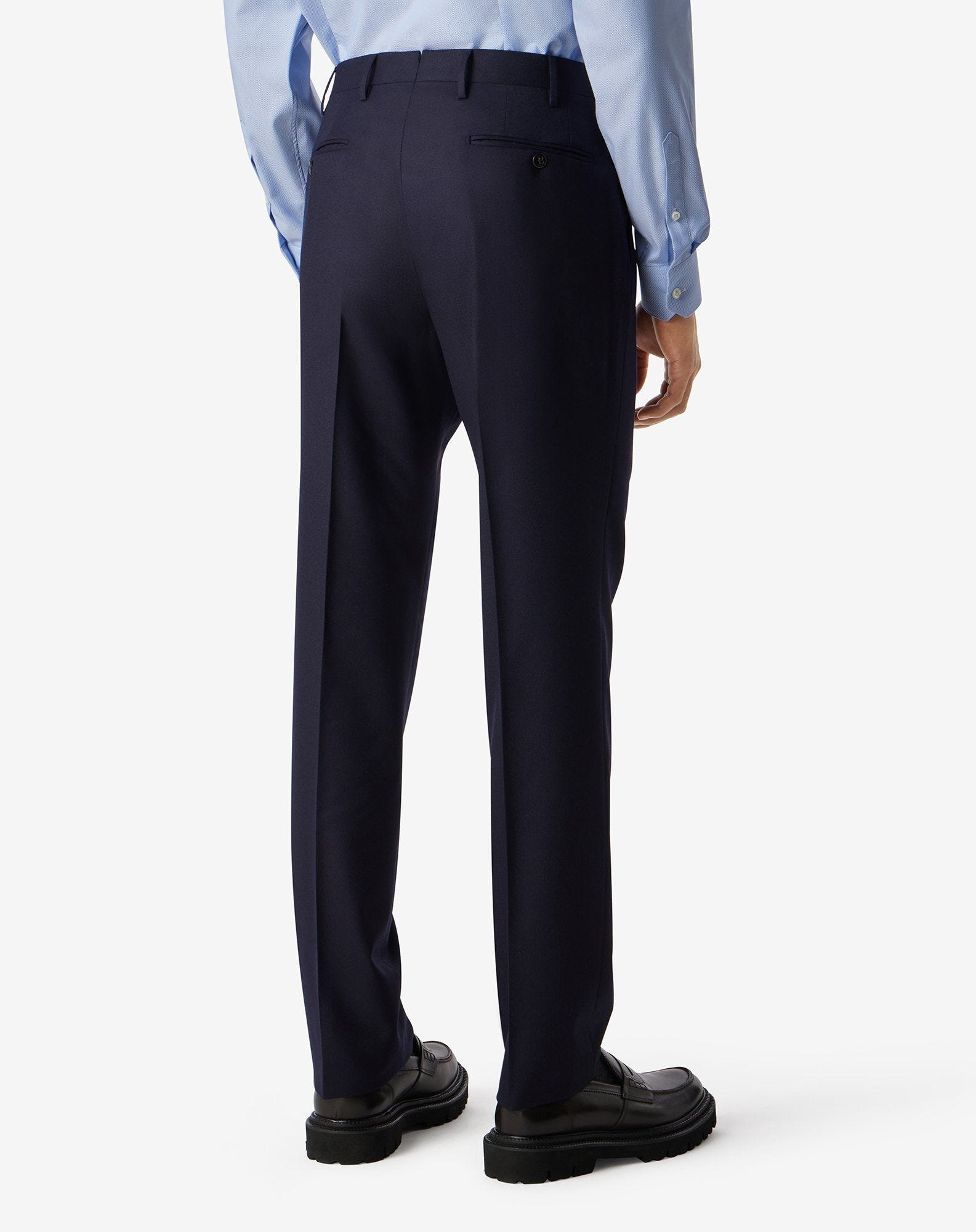 Dark blue 1 pleated pure wool trousers - 4