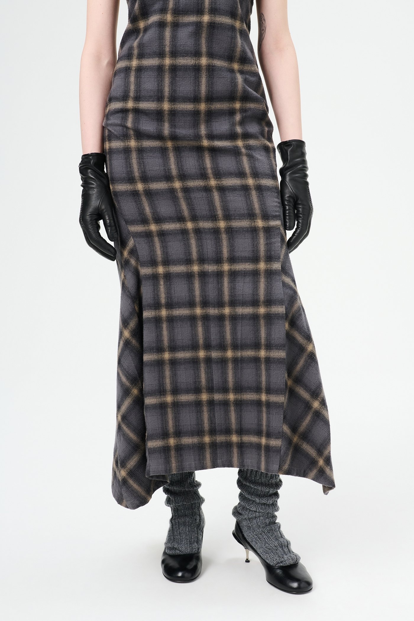 Naiad Dress Oyster Check Hairy Flannel - 2