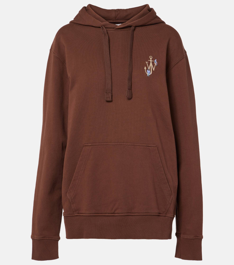 Printed embroidered cotton jersey hoodie - 1
