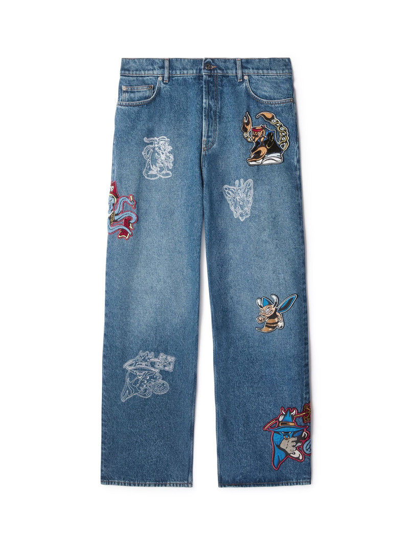 Blue Character Diag Straight Jeans 1