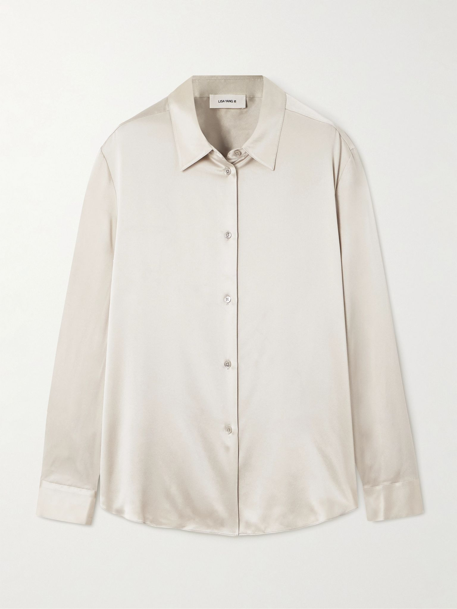 Silk-satin shirt Ivory - 1