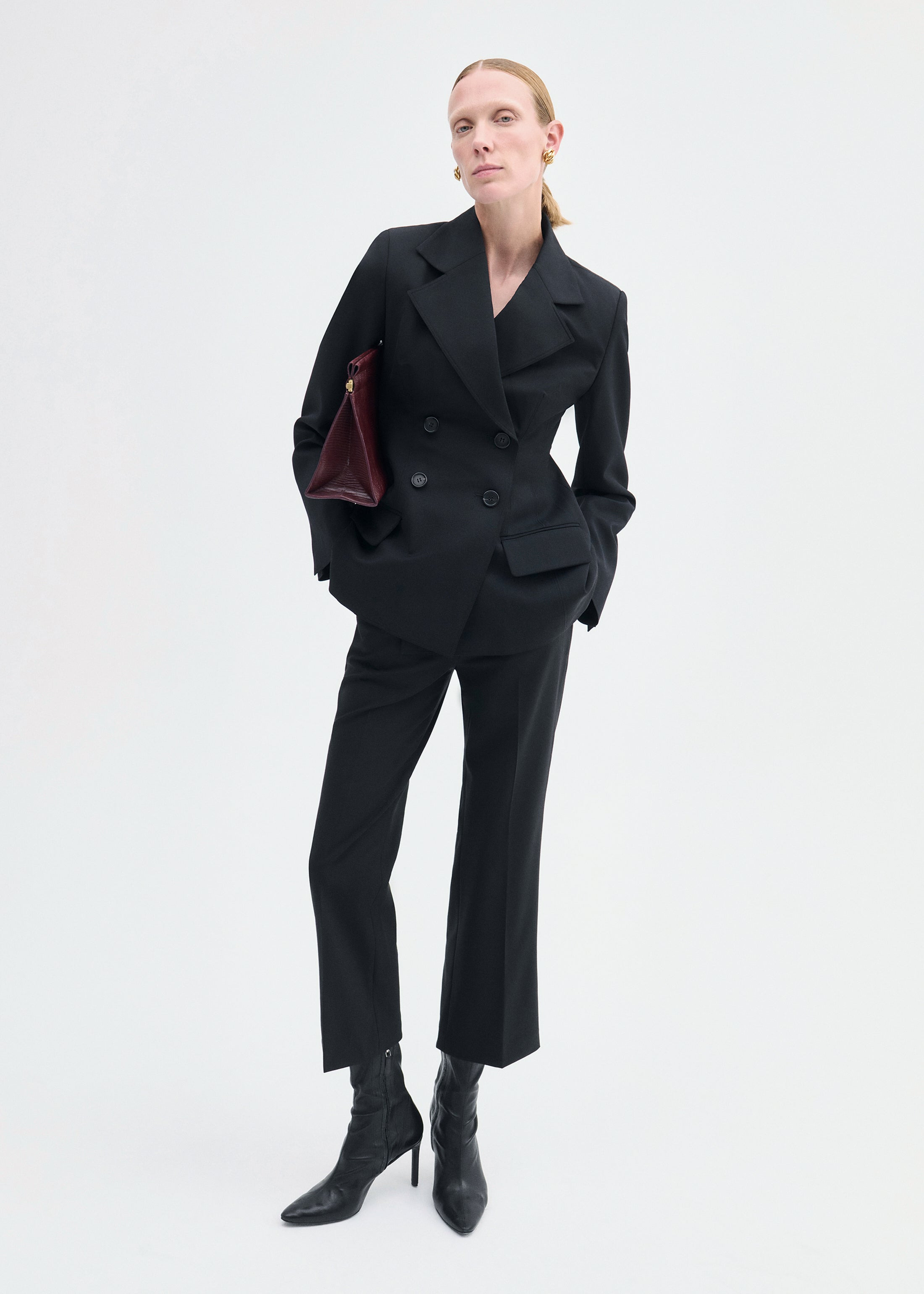 Double Breasted Fitted Blazer in Virgin Wool - 2