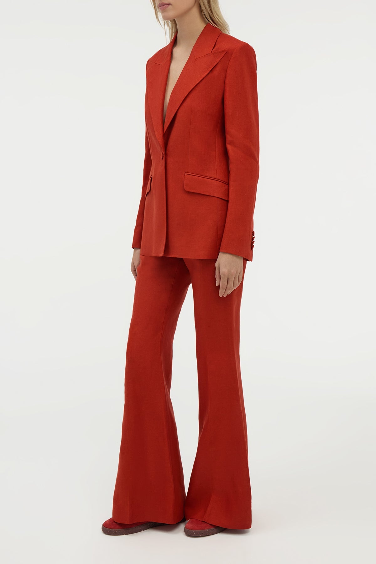 Leiva Blazer in Antelope Orange Linen Twill - 3