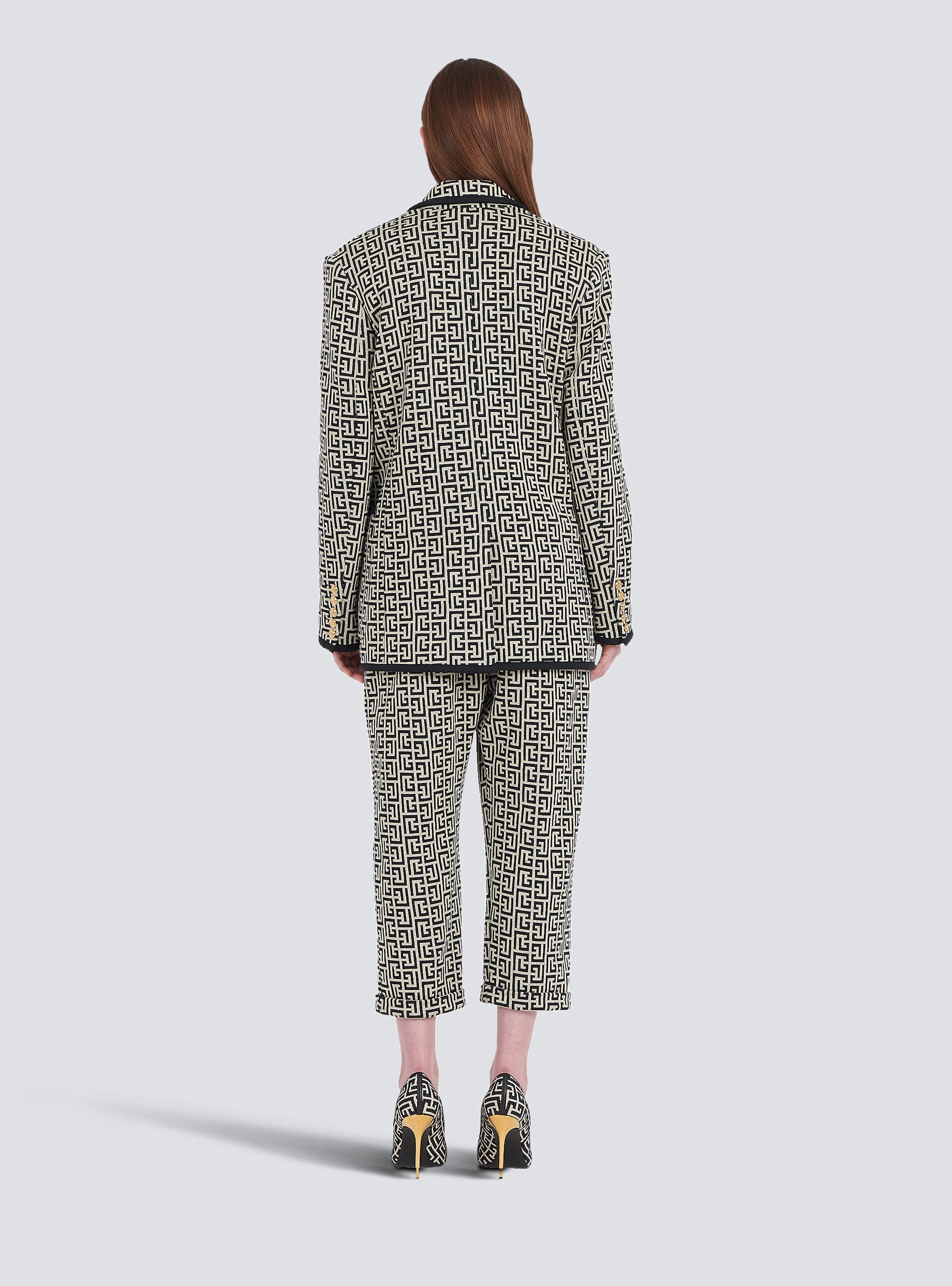 Cotton boyfriend jacket with Balmain monogram - 4