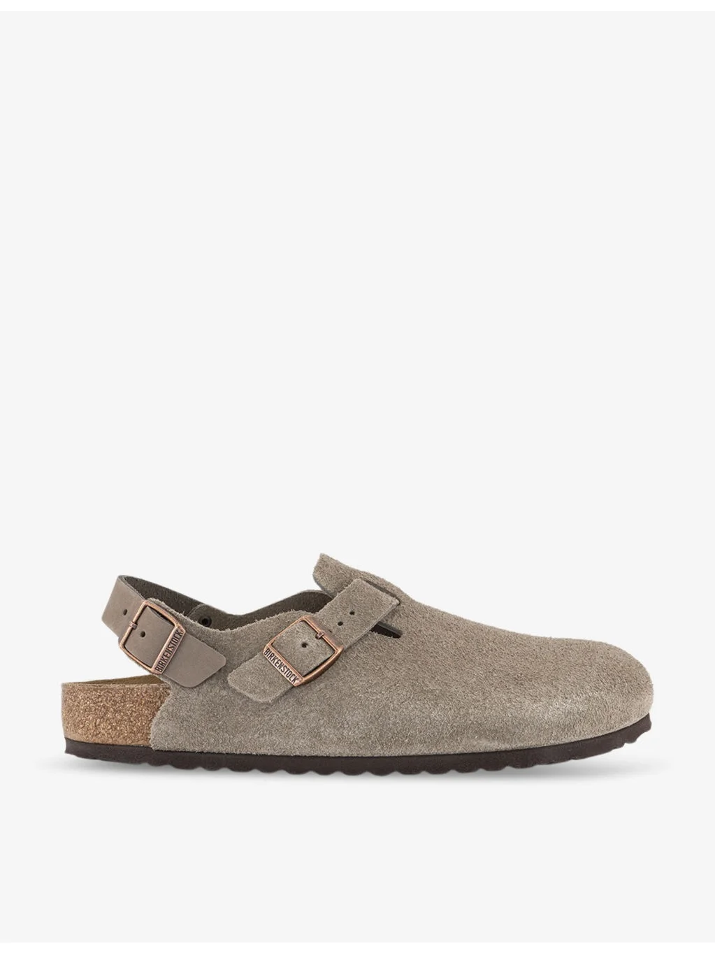 Tokio logo-embossed flat suede clogs - 1