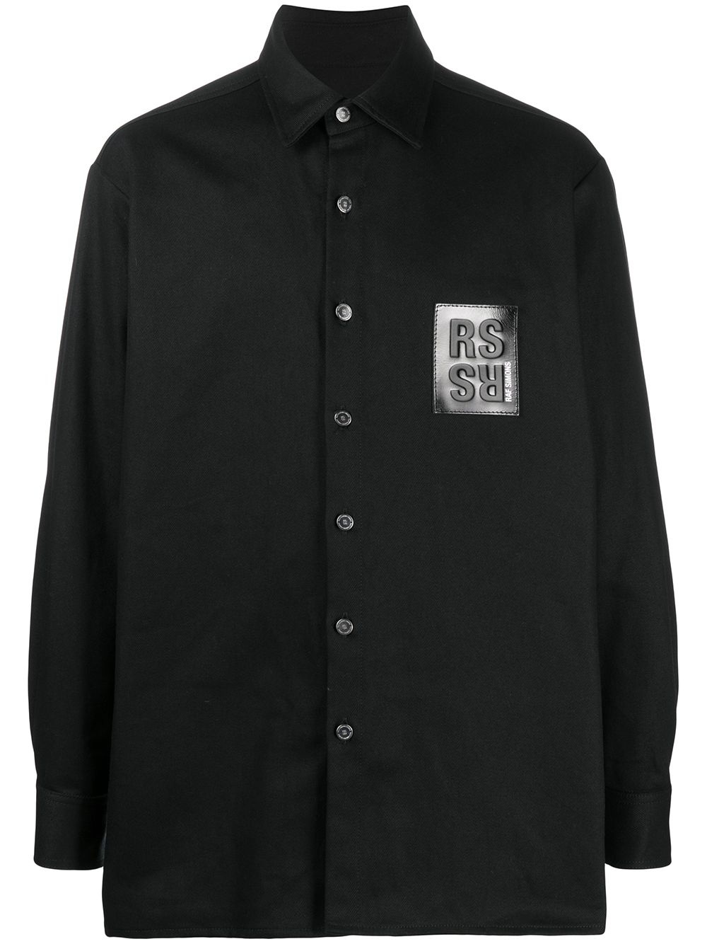 logo-patch twill shirt - 1