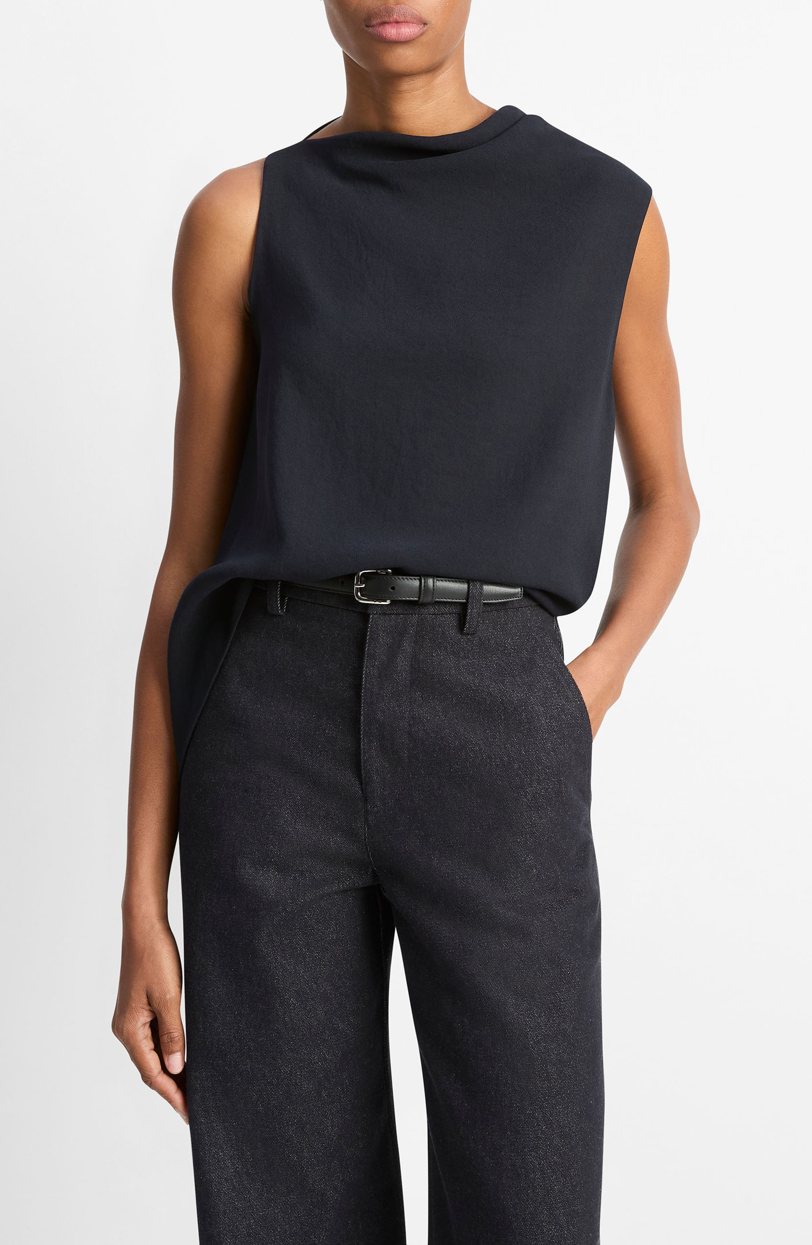 Vince Asymmetric Drape Sleeveless Top in Coastal at Nordstrom - 1