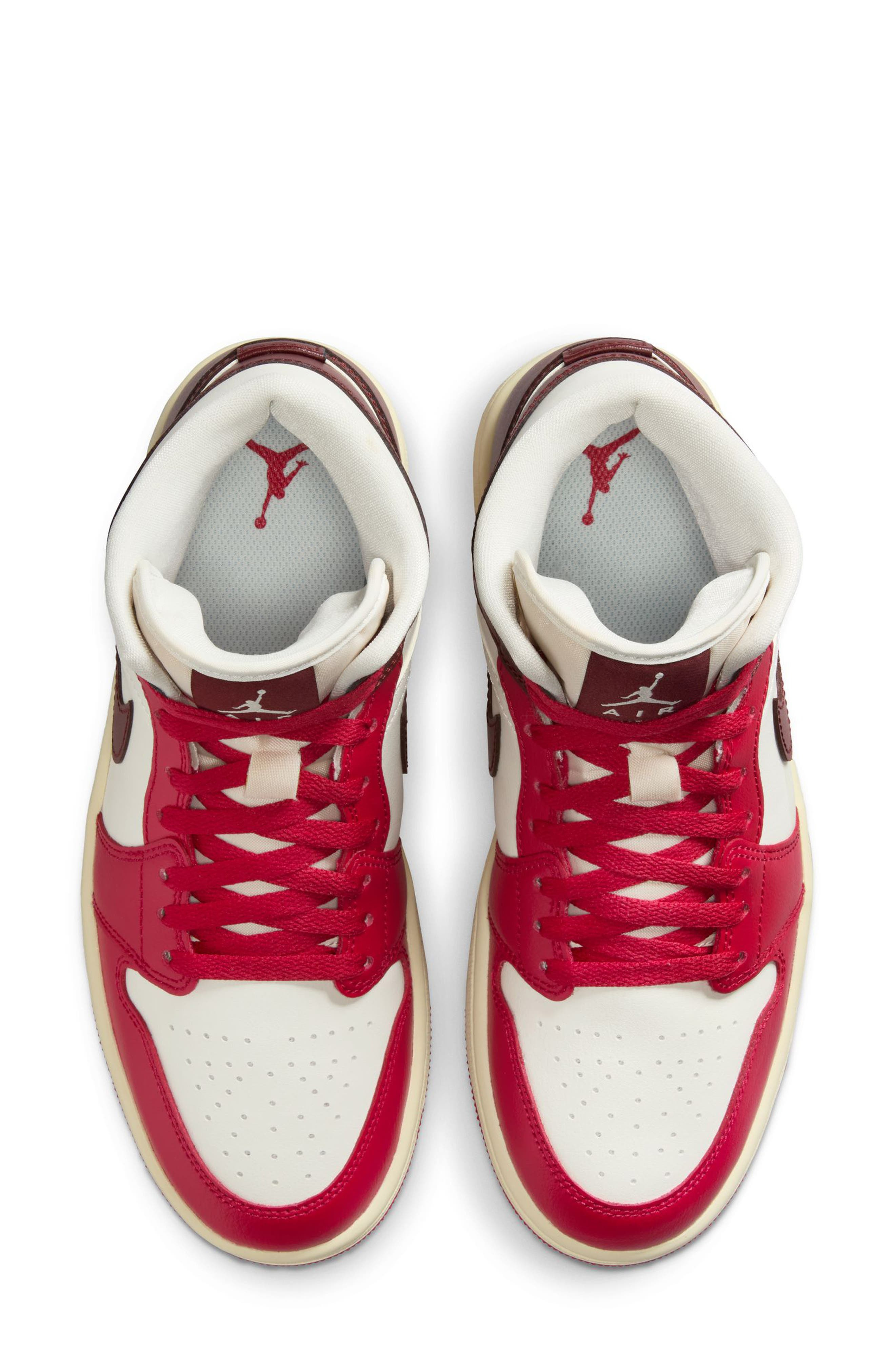 Air Jordan 1 Mid Sneaker in Sail/Dark Team Red/Hibiscus at Nordstrom - 3
